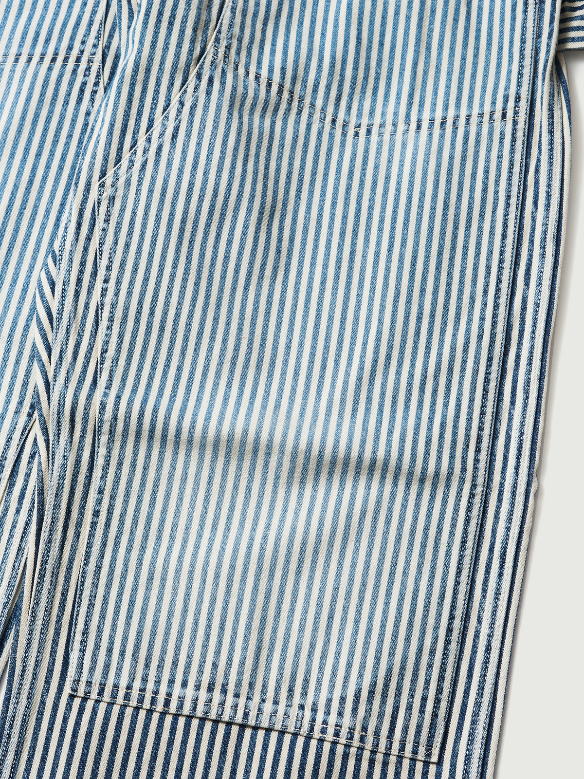 #1302-03W W-Knee Dungarees : hickory stripe indigo worn wash