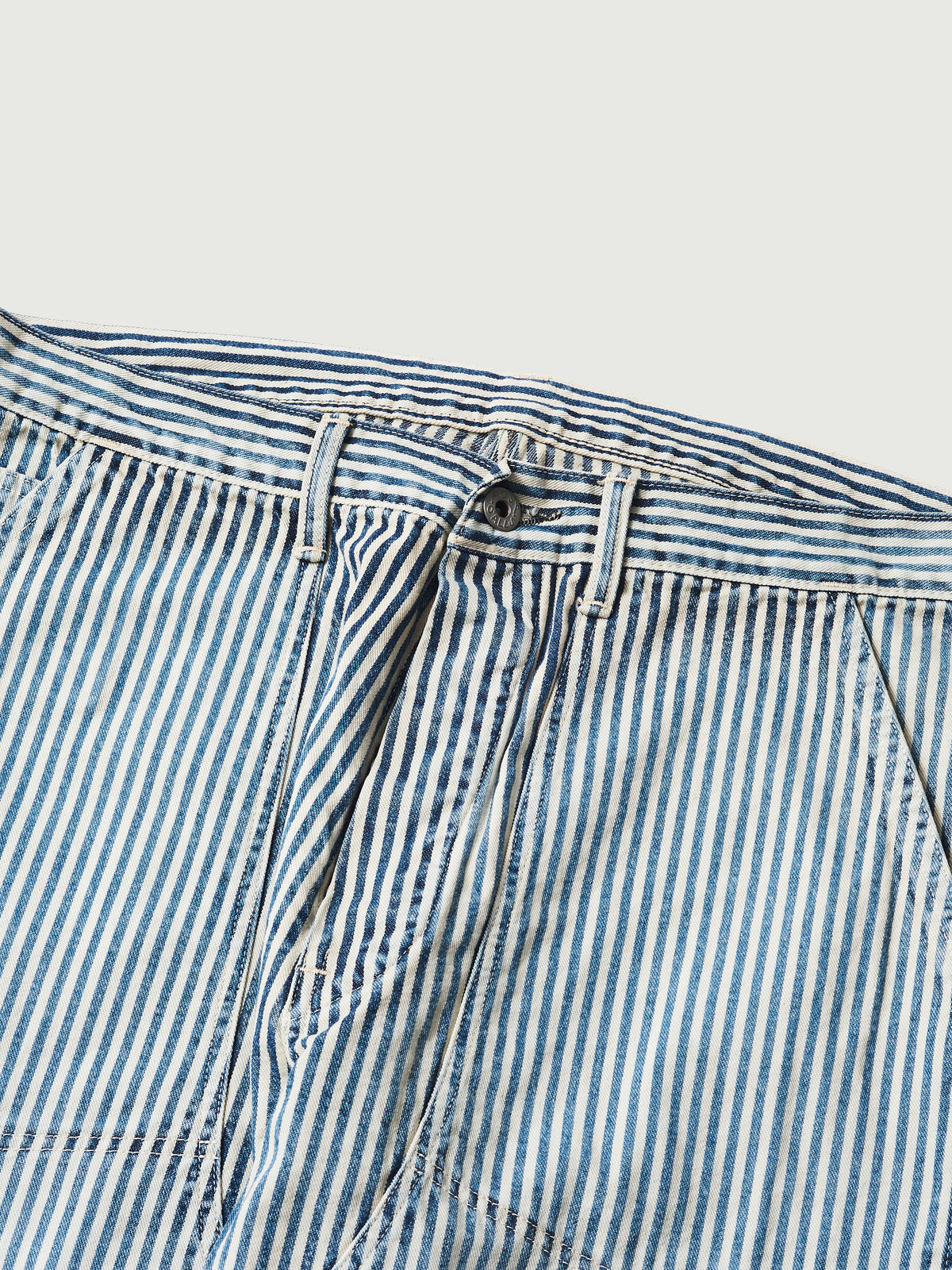 #1302-03W W-Knee Dungarees : hickory stripe indigo worn wash