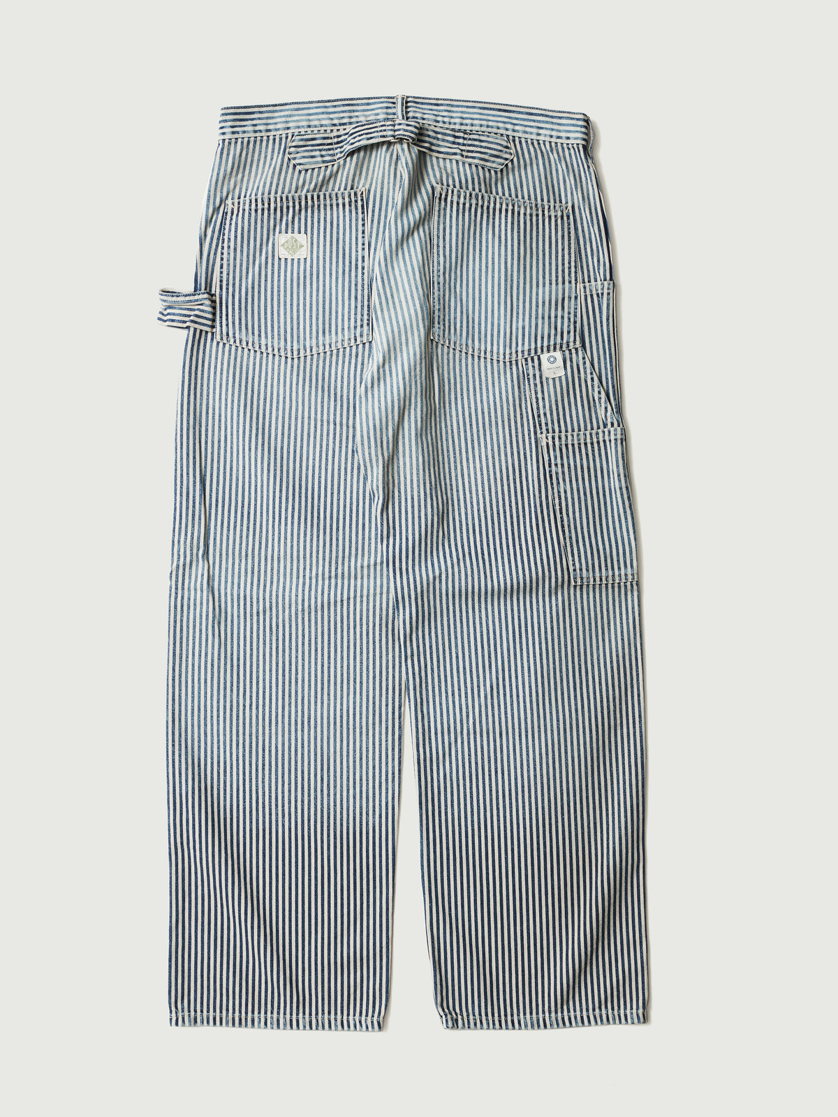 #1302-03W W-Knee Dungarees : hickory stripe indigo worn wash