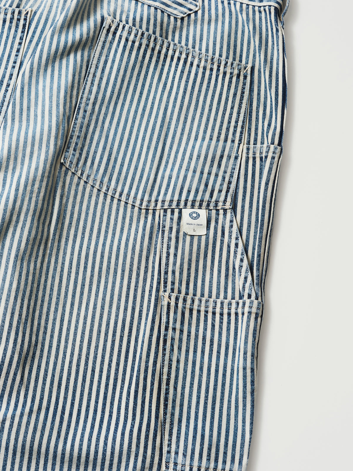 #1302-03W W-Knee Dungarees : hickory stripe indigo worn wash
