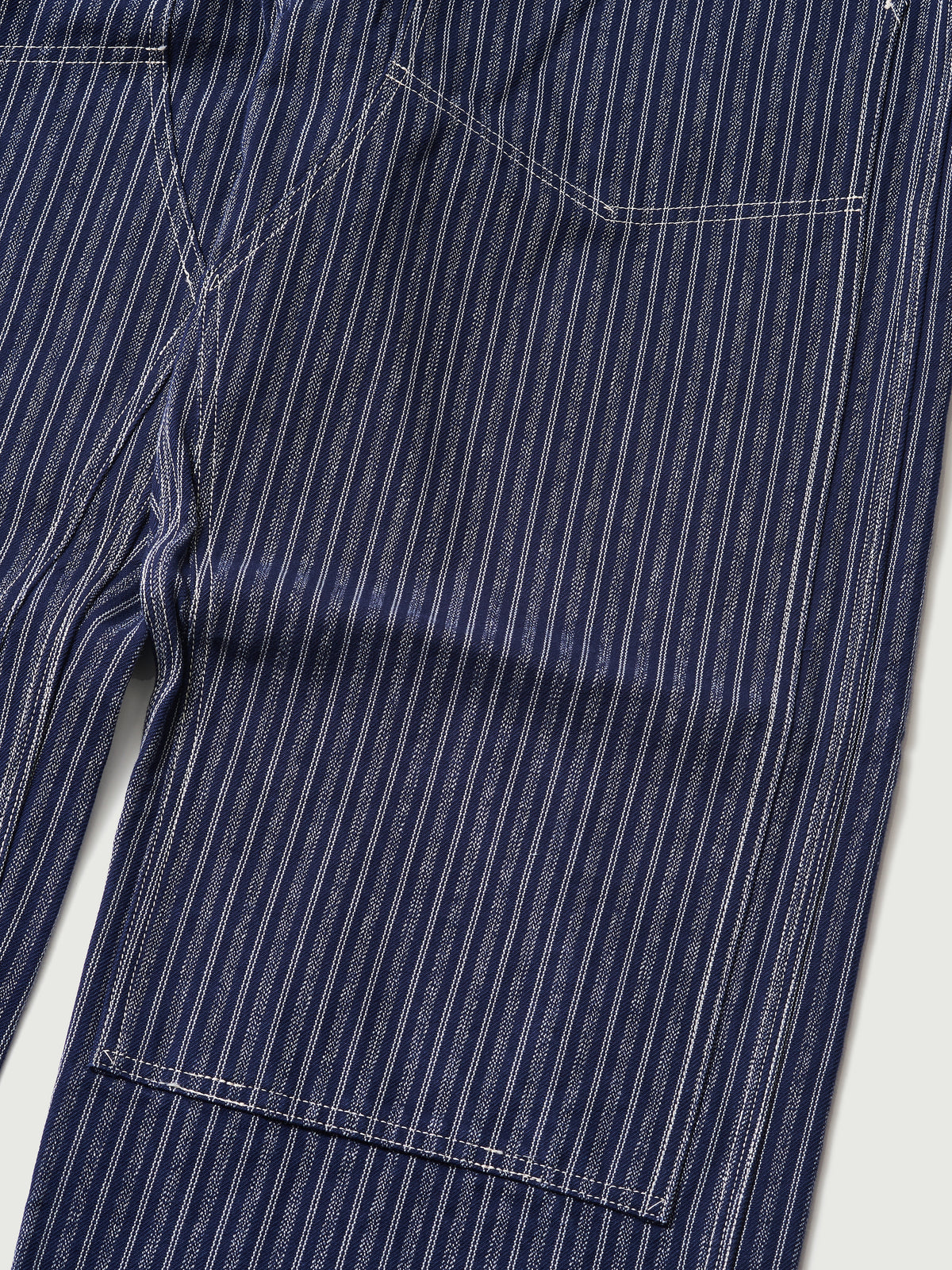 #1302-AS W-Knee Dungarees : alternate stripe indigo