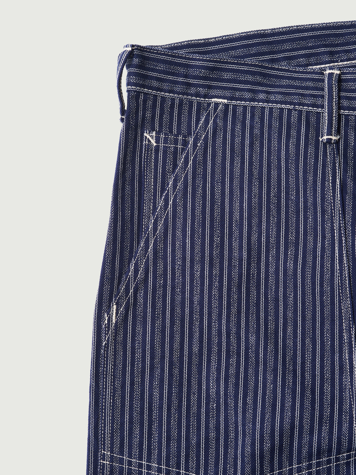 #1302-AS W-Knee Dungarees : alternate stripe indigo
