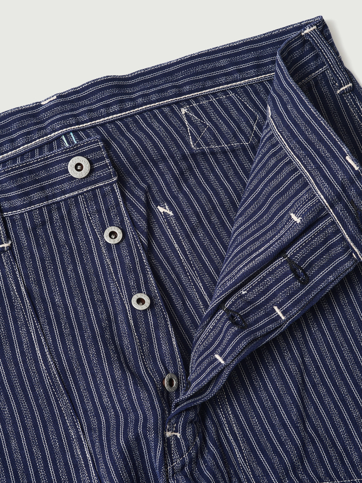 #1302-AS W-Knee Dungarees : alternate stripe indigo