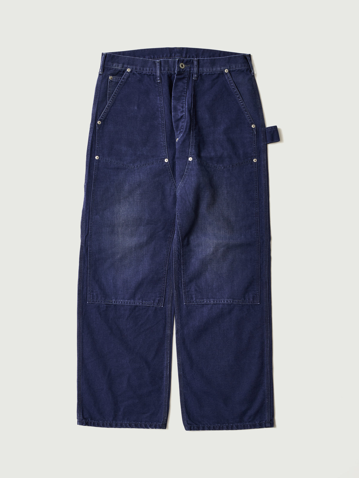 #1302-CN W-Knee Dungarees : vintage canvas navy bio stone wash