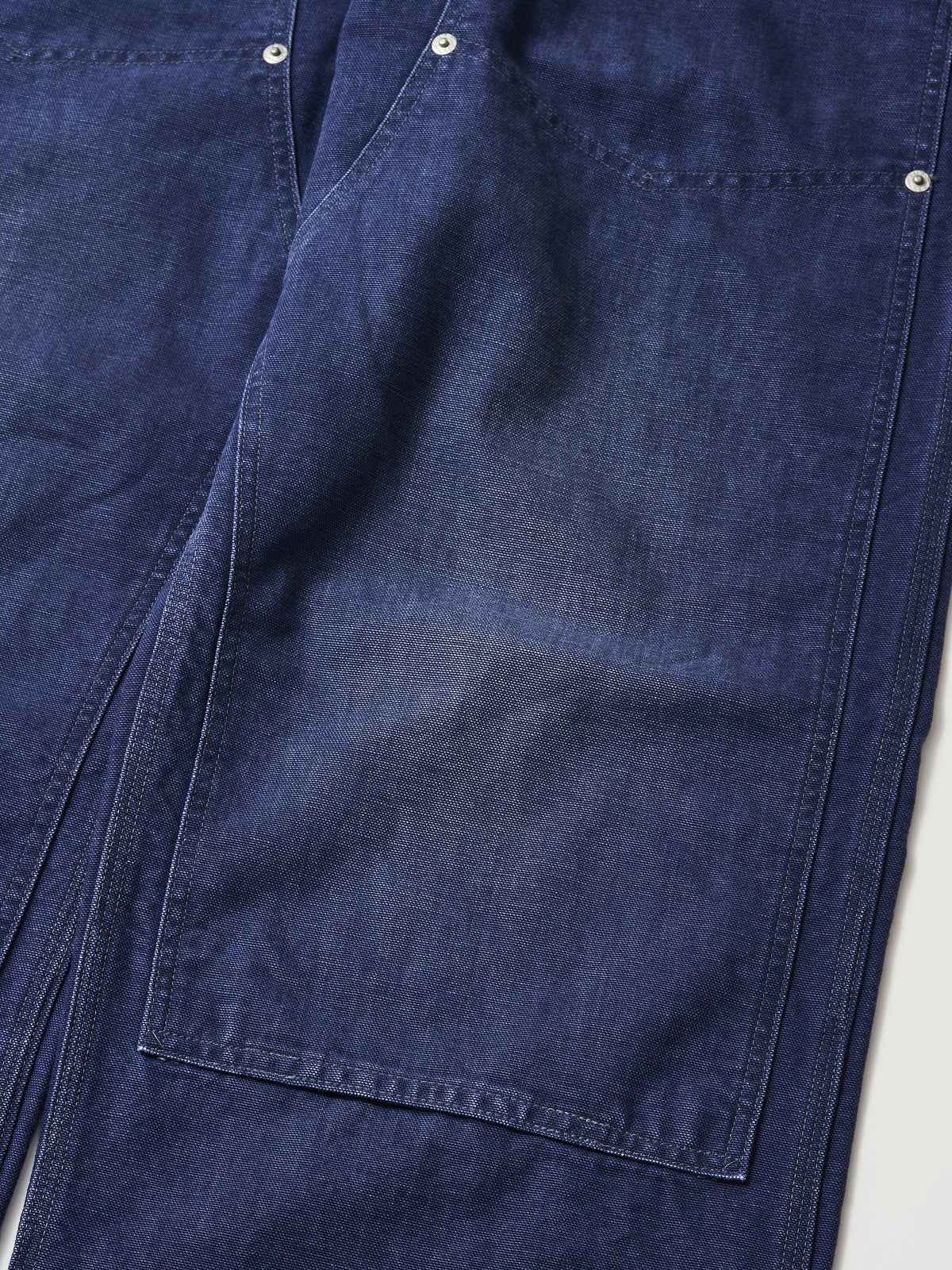 #1302-CN W-Knee Dungarees : vintage canvas navy bio stone wash