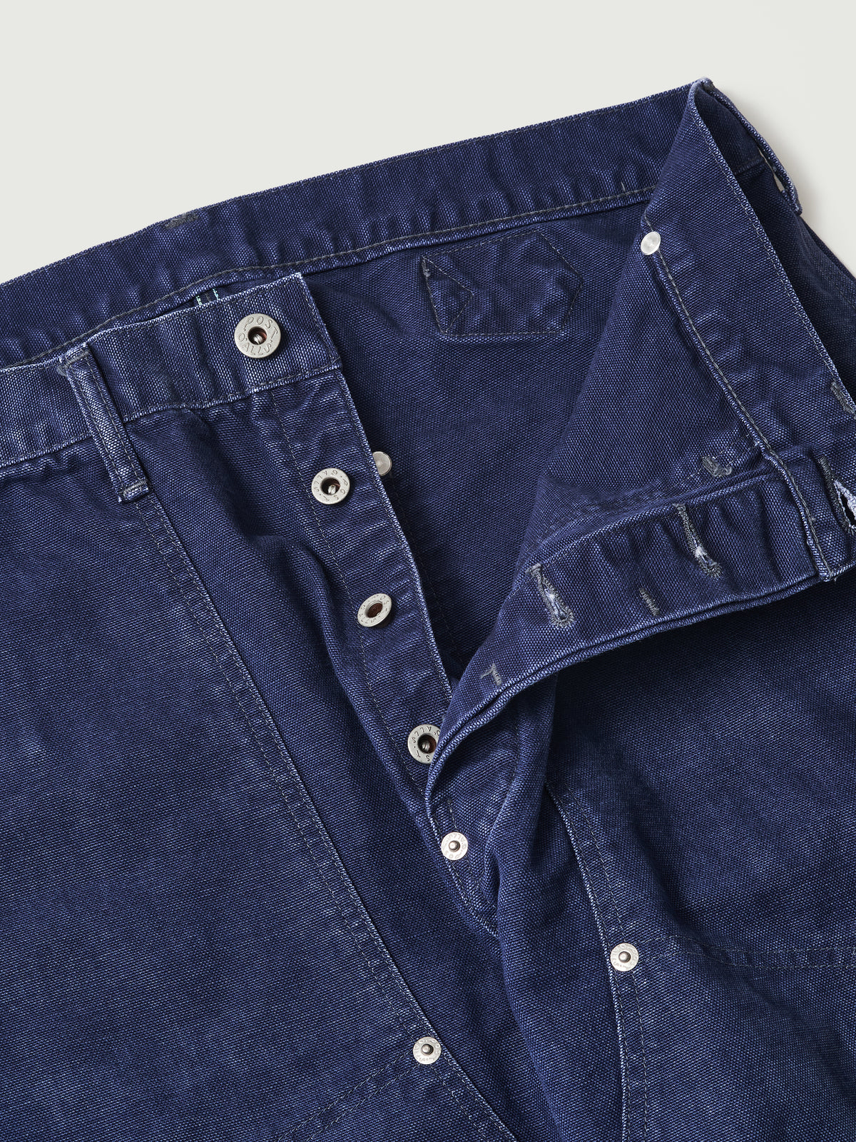 #1302-CN W-Knee Dungarees : vintage canvas navy bio stone wash