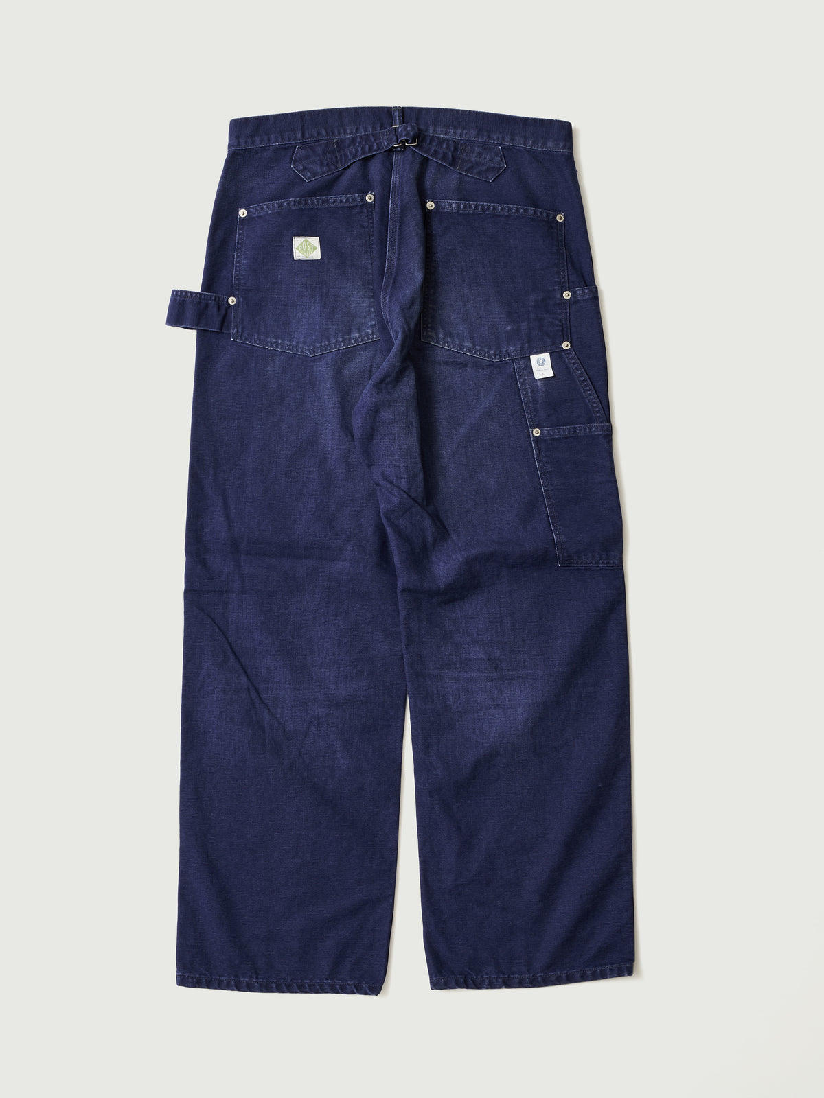 #1302-CN W-Knee Dungarees : vintage canvas navy bio stone wash