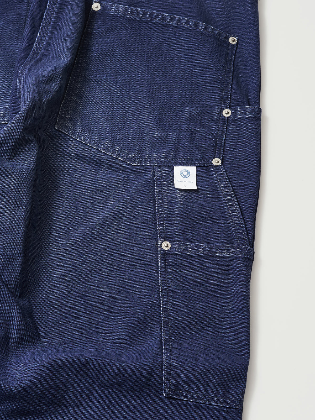#1302-CN W-Knee Dungarees : vintage canvas navy bio stone wash