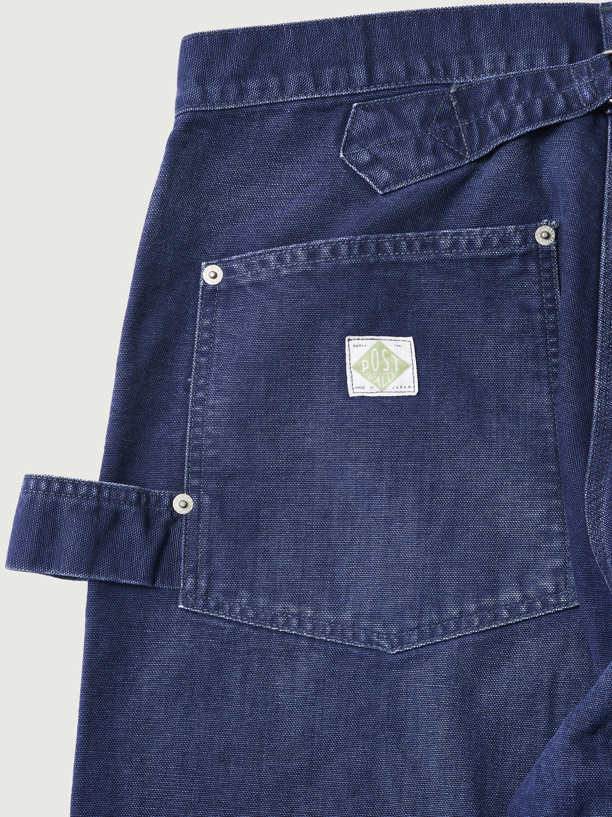 #1302-CN W-Knee Dungarees : vintage canvas navy bio stone wash