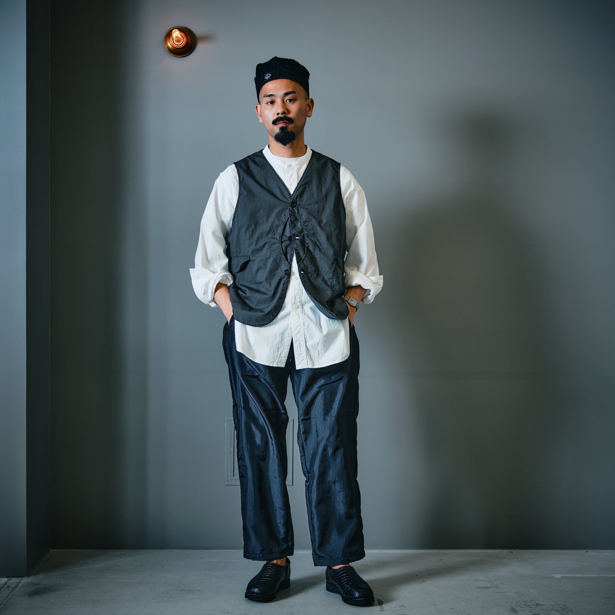 #1203C-WC Band Collar Shirt MV : classic chambray white