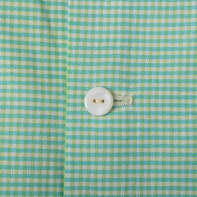 Light Shirt Short Sleeve : gingham check summer green sht-36 "Dead Stock" / M