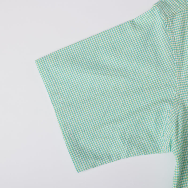 Light Shirt Short Sleeve : gingham check summer green sht-36 "Dead Stock" / M