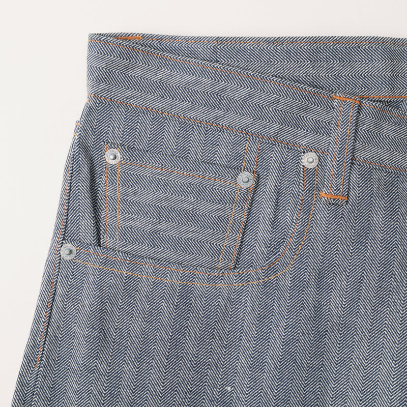 Five Pockets: fisher stripe(orange stitch) pa-057 "Dead Stock"