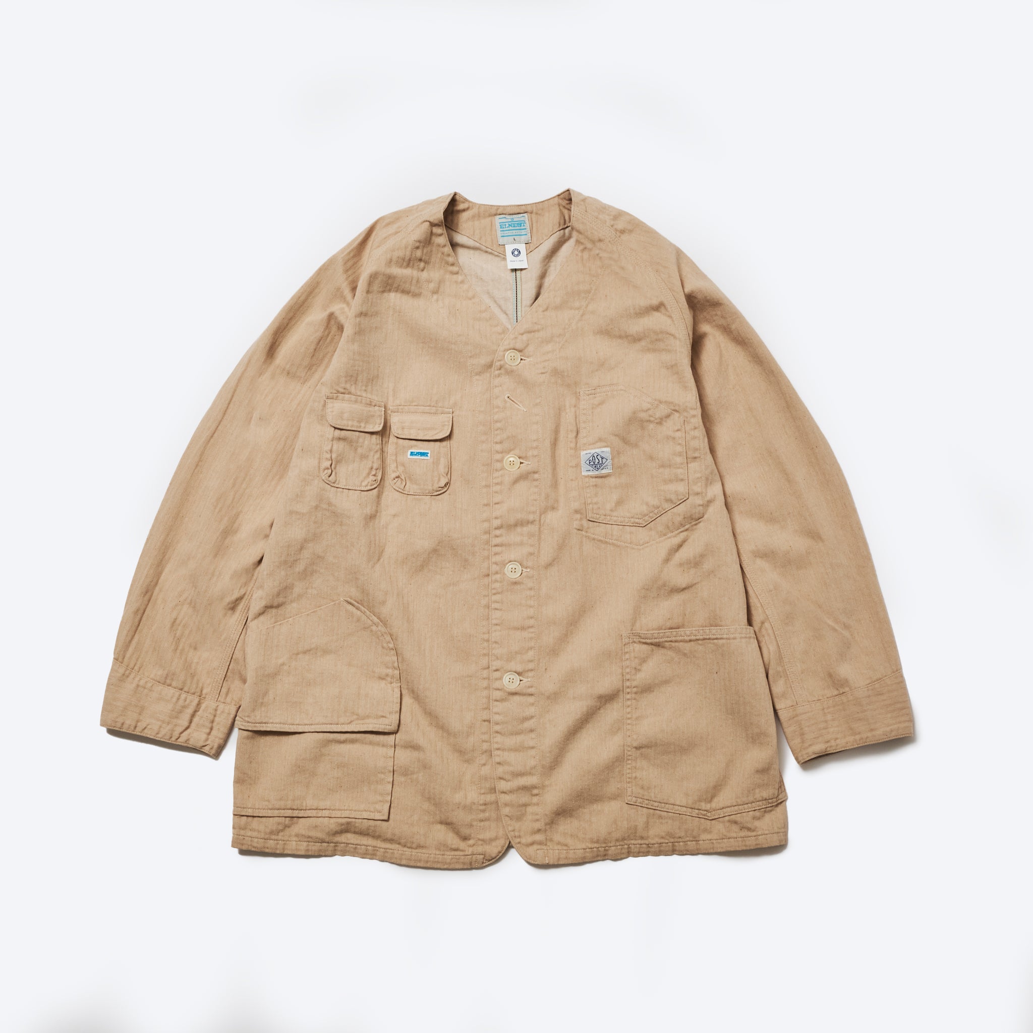 EP01-CHN ELNEST x Post O'Alls Coverall Jacket：cotton herringbone natural