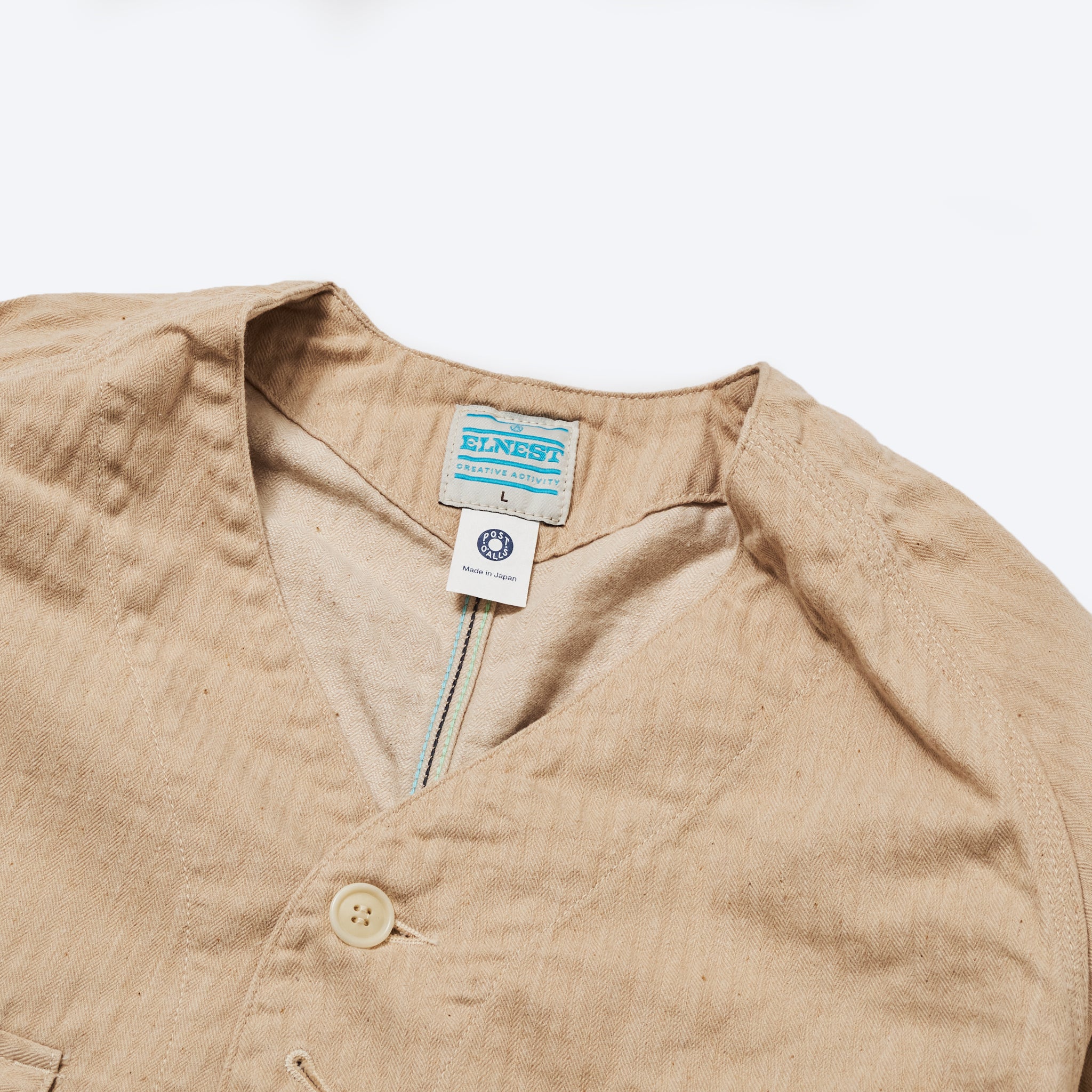 EP01-CHN ELNEST x Post O'Alls Coverall Jacket：cotton herringbone natural