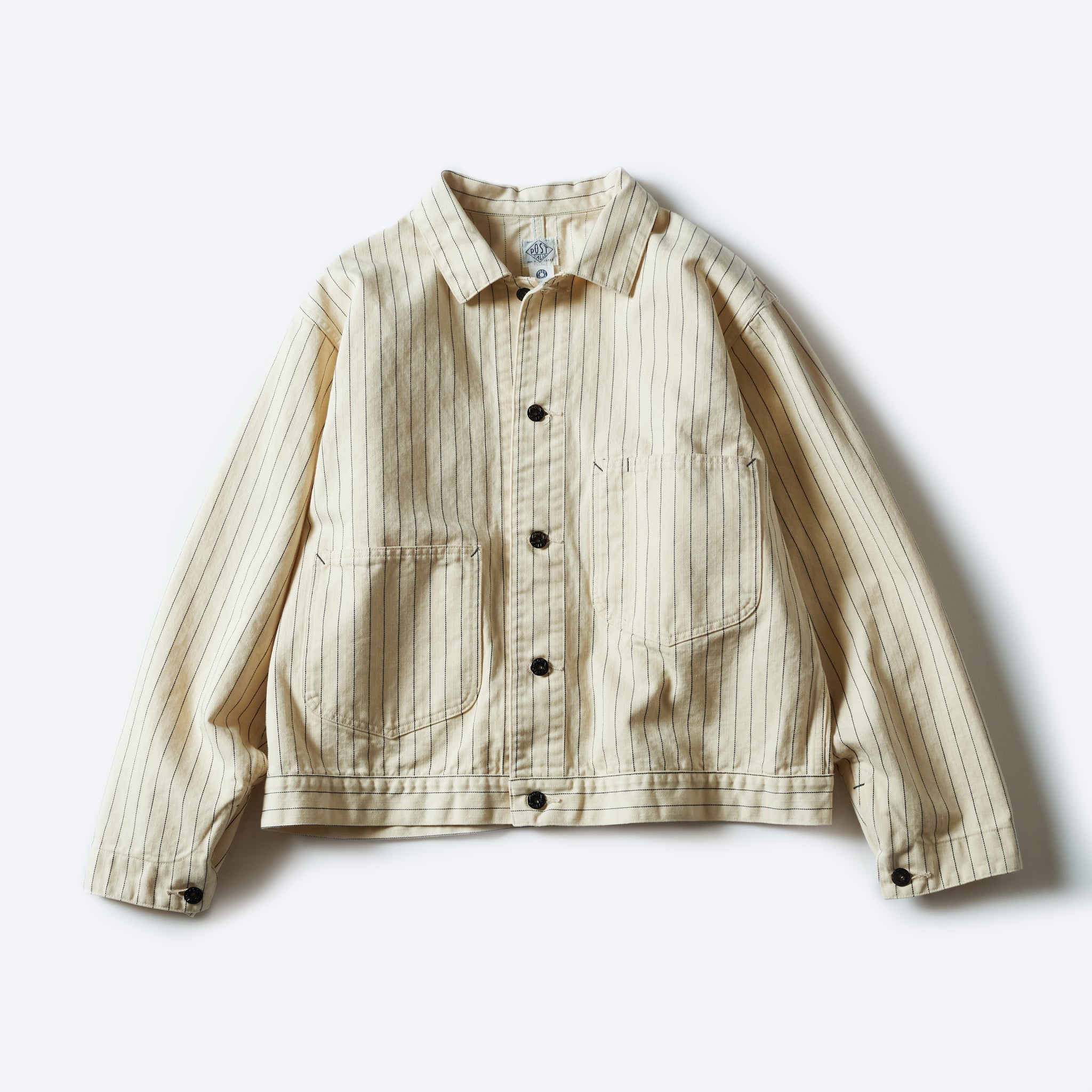 #1110R-HBS Mechanic Blouse 2 : HBT stripe natural
