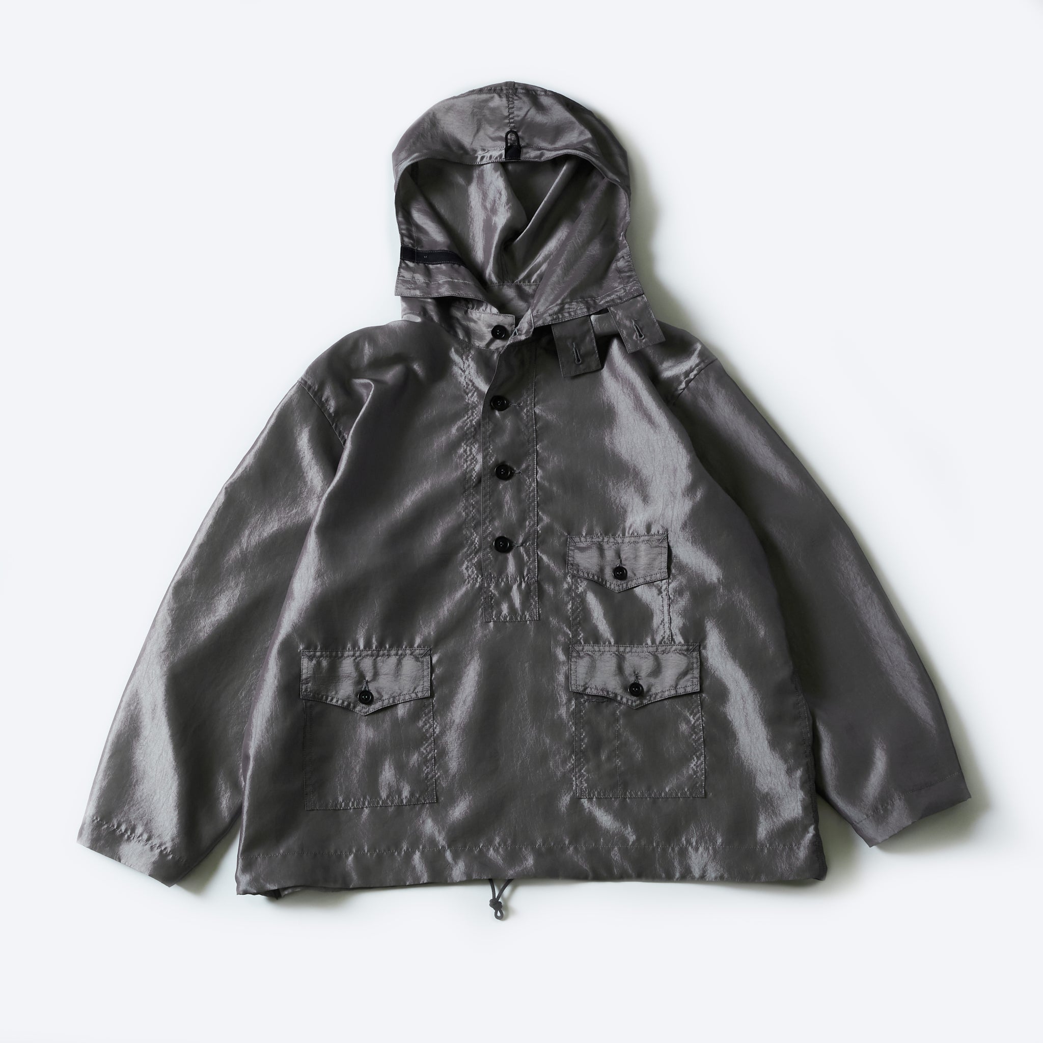 #3127-MTS Town & Country Parka : metallic taffeta silver grey