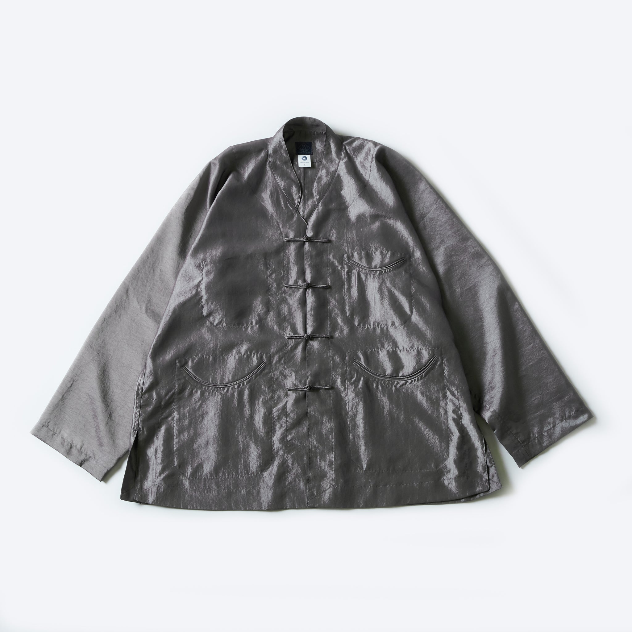 #3117-MTS POST Chinois De Luxe : metallic taffeta silver grey