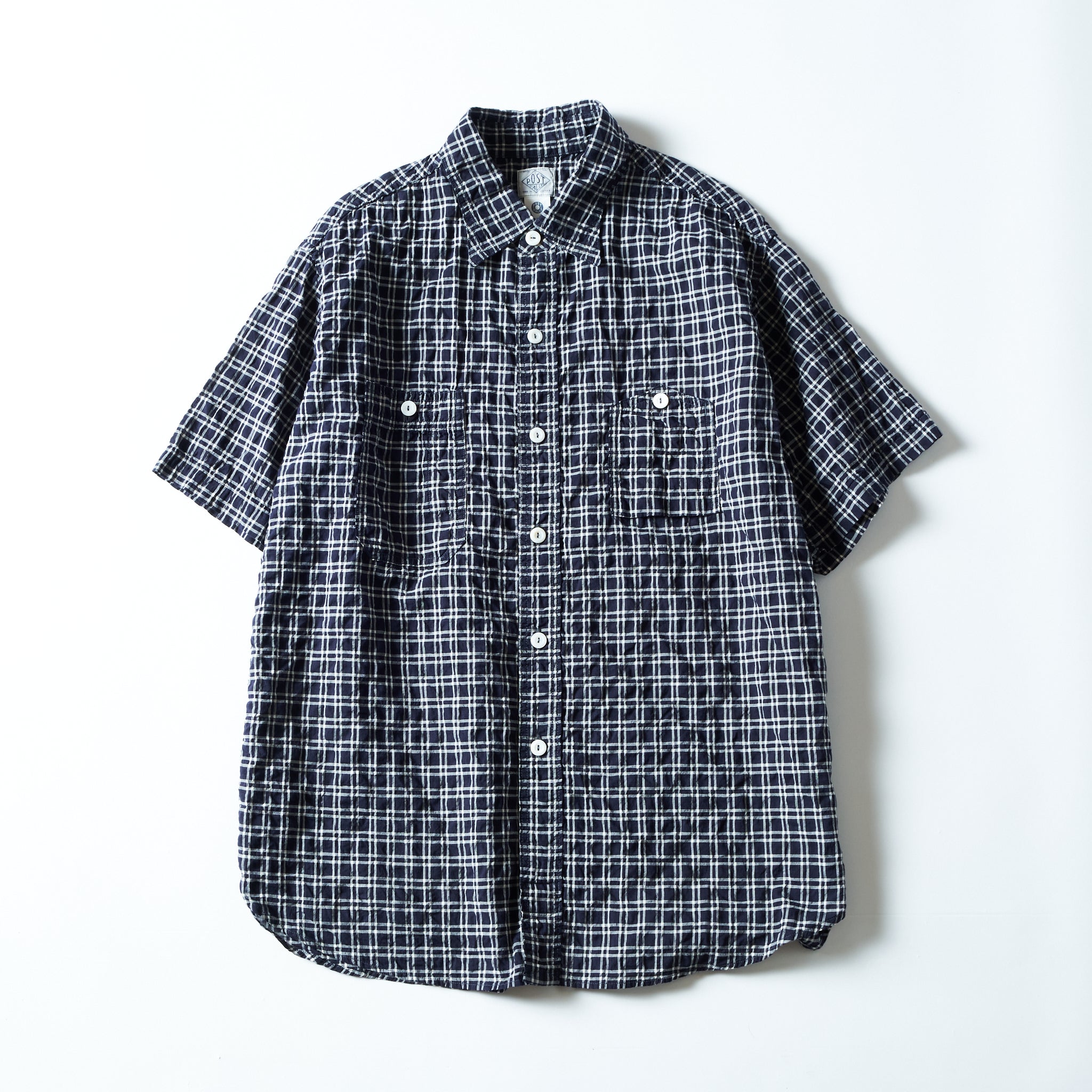 #1206S-SSN No.6 Shirt S/S : seersucker navy plaid