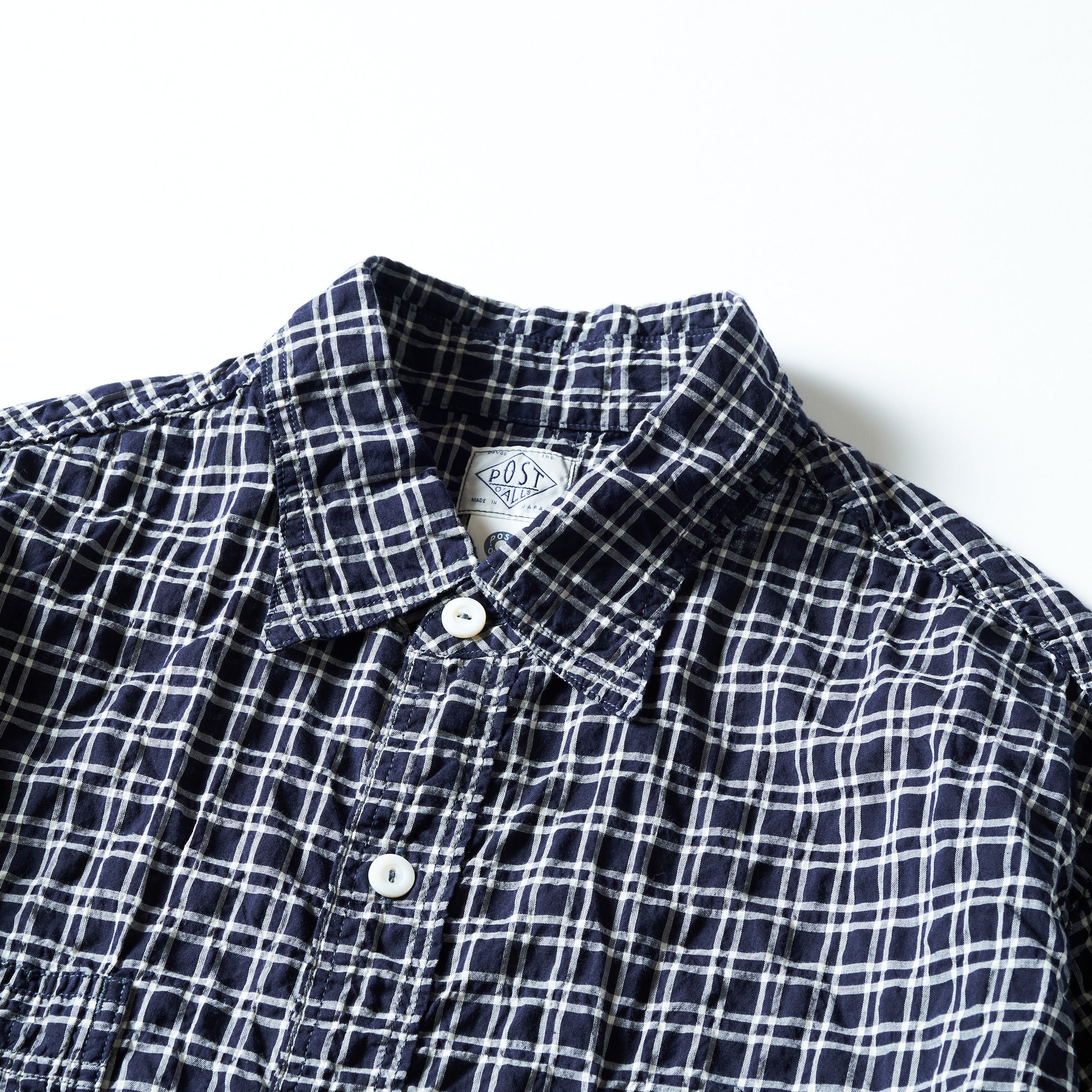 #1206S-SSN No.6 Shirt S/S : seersucker navy plaid