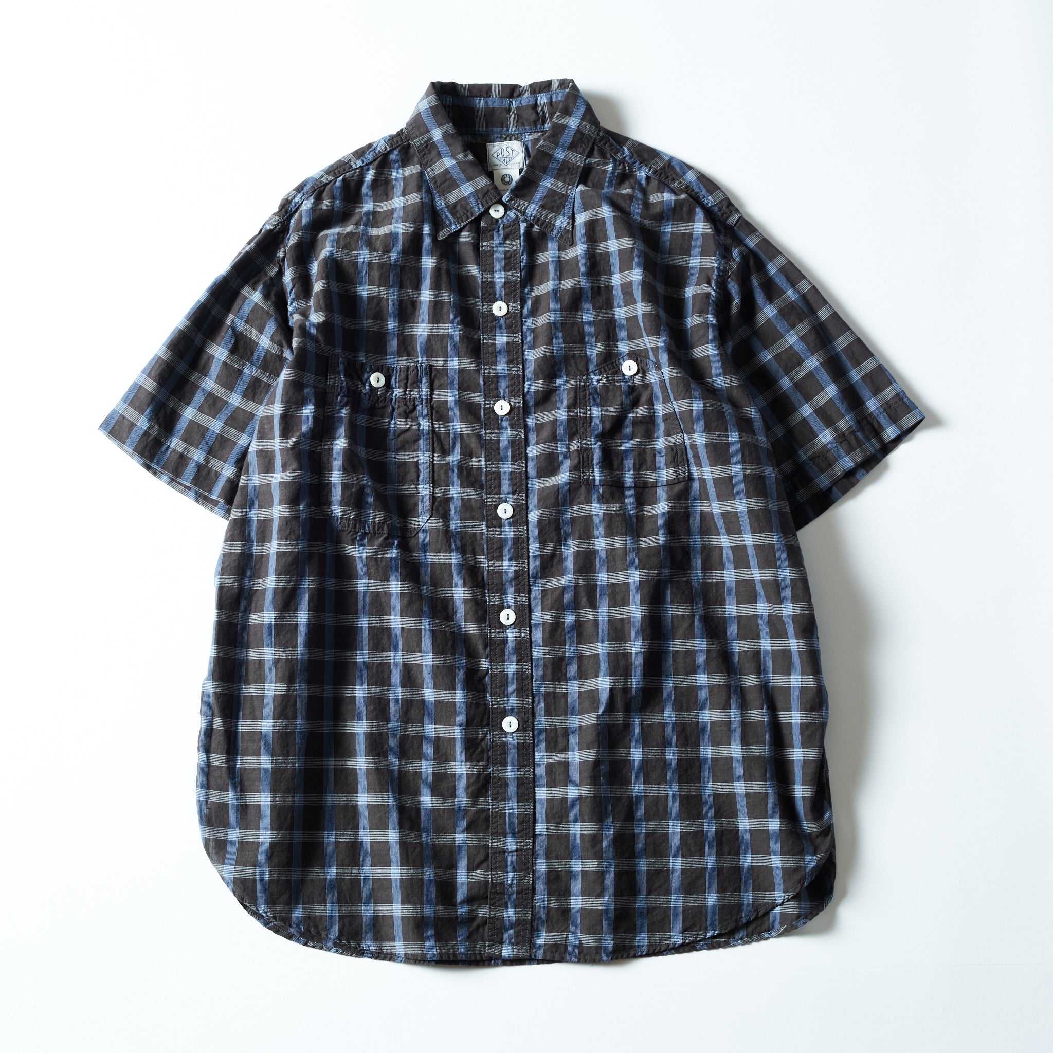 #1206S-SSG No.6 Shirt S/S : seersucker grey plaid