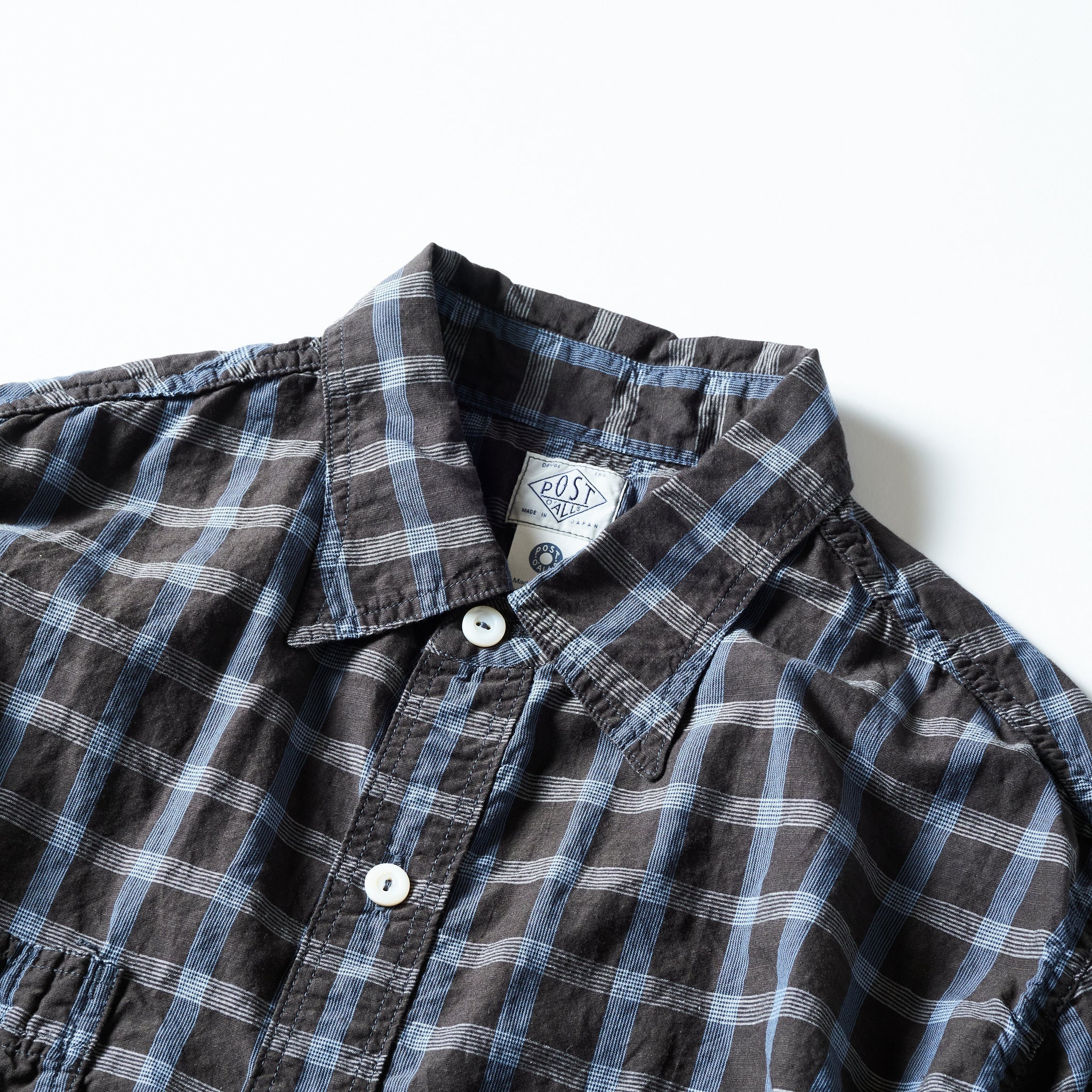#1206S-SSG No.6 Shirt S/S : seersucker grey plaid