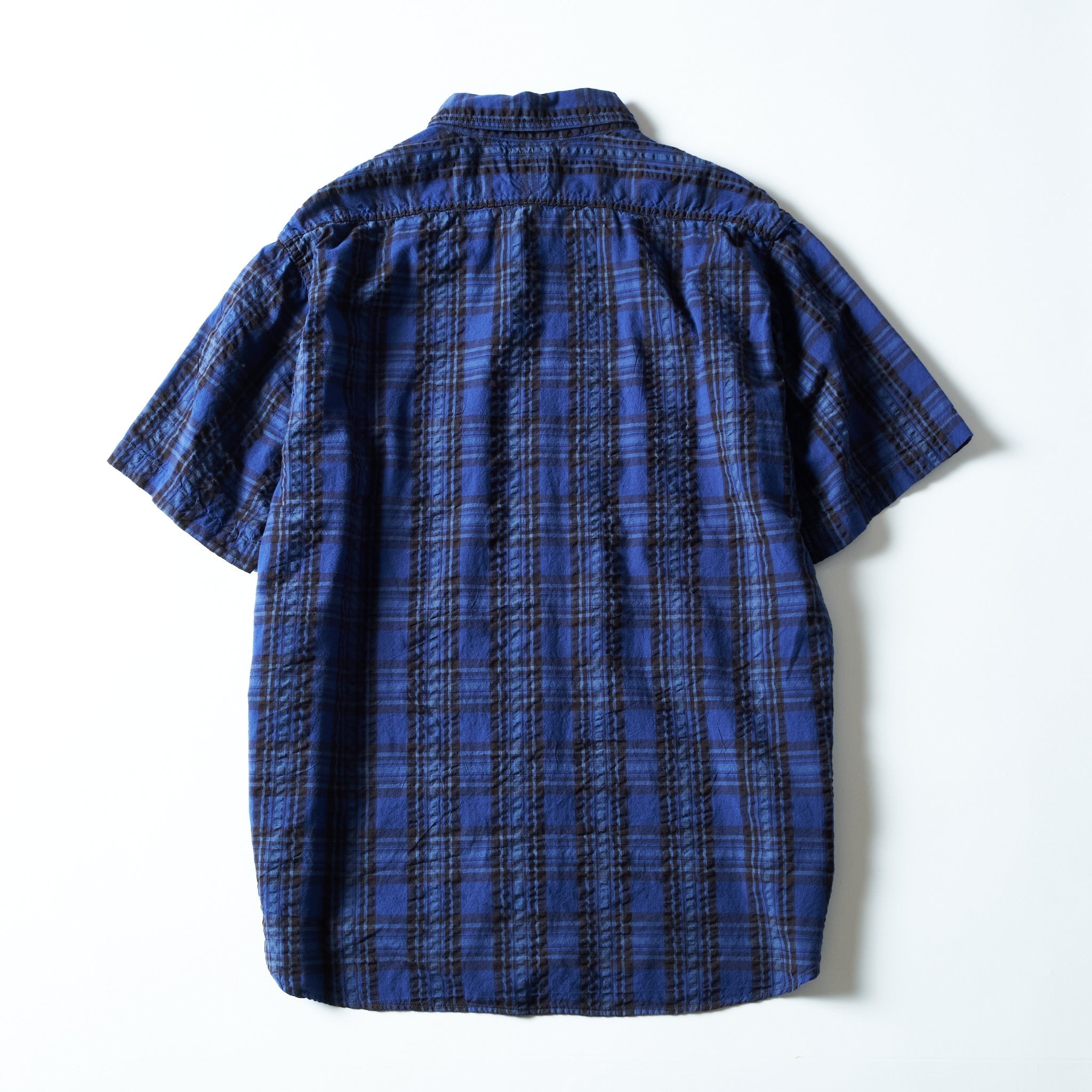 #1206S-SSB No.6 Shirt S/S : seersucker blue plaid