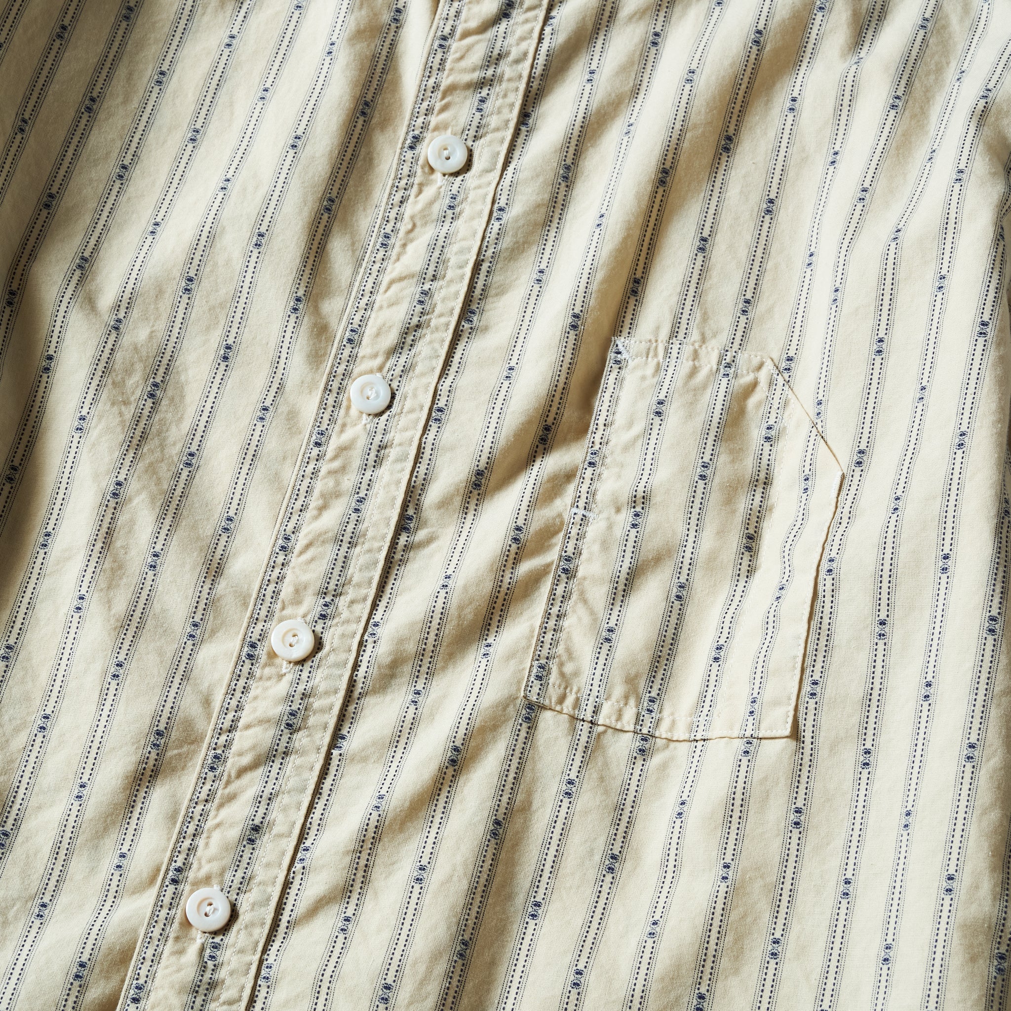 #1203C-SSN Band Collar Shirt MV : stripe shirting natural