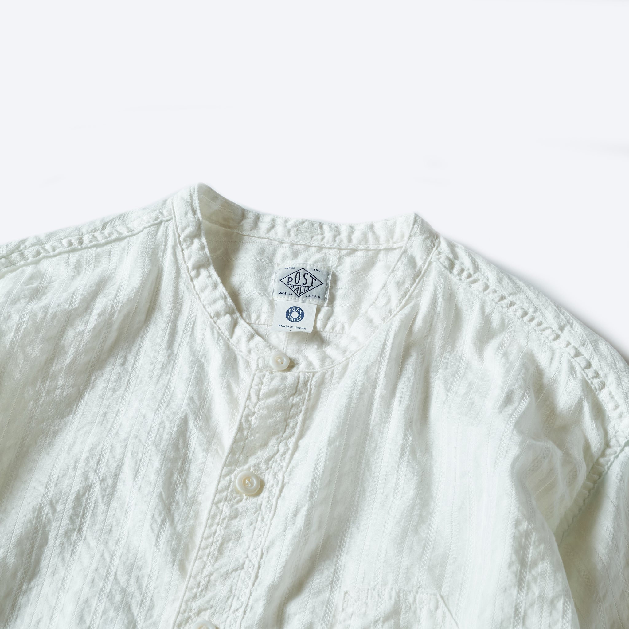 #1203C-CMW Band Collar Shirt MV : cool mesh white