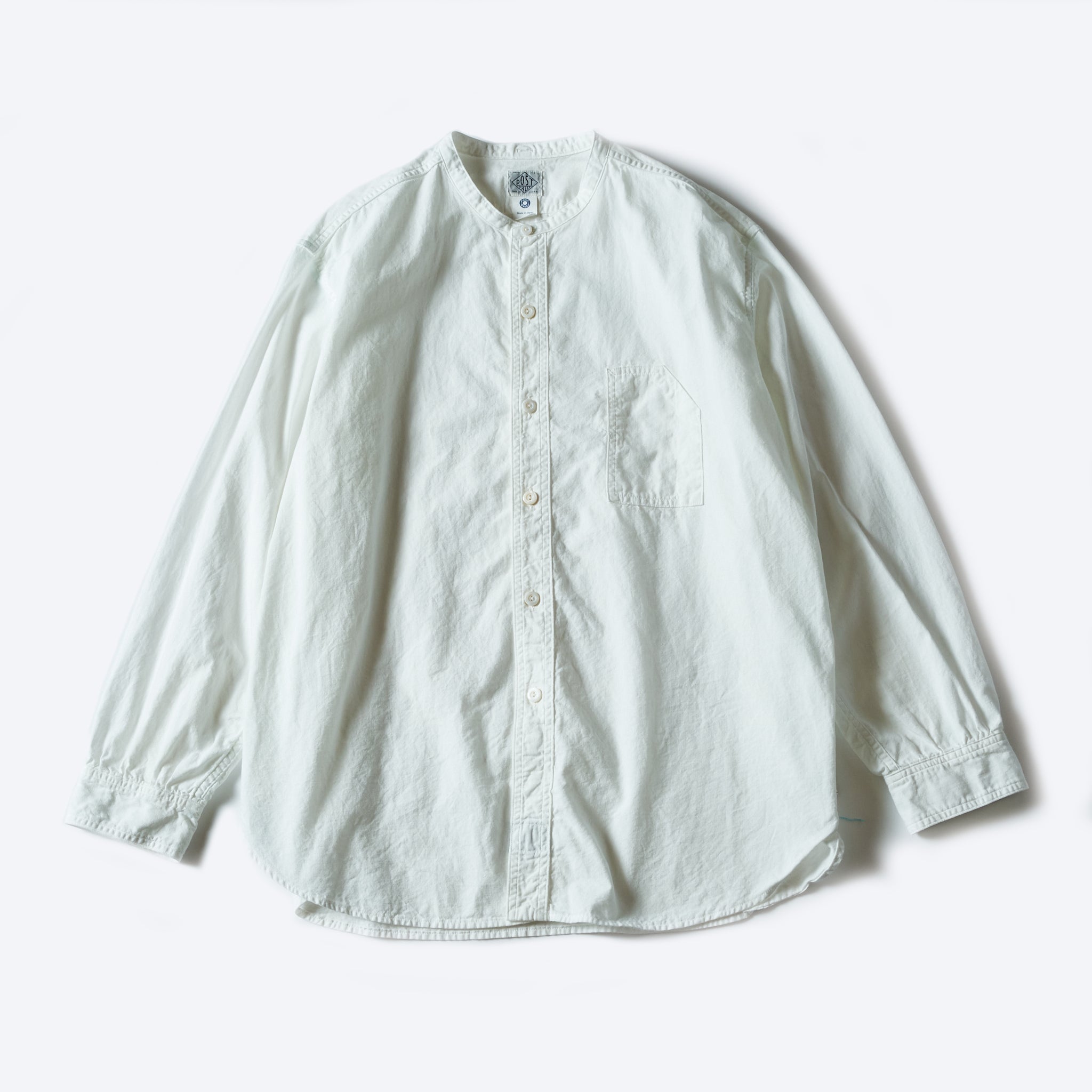 #1203C-WC Band Collar Shirt MV : classic chambray white