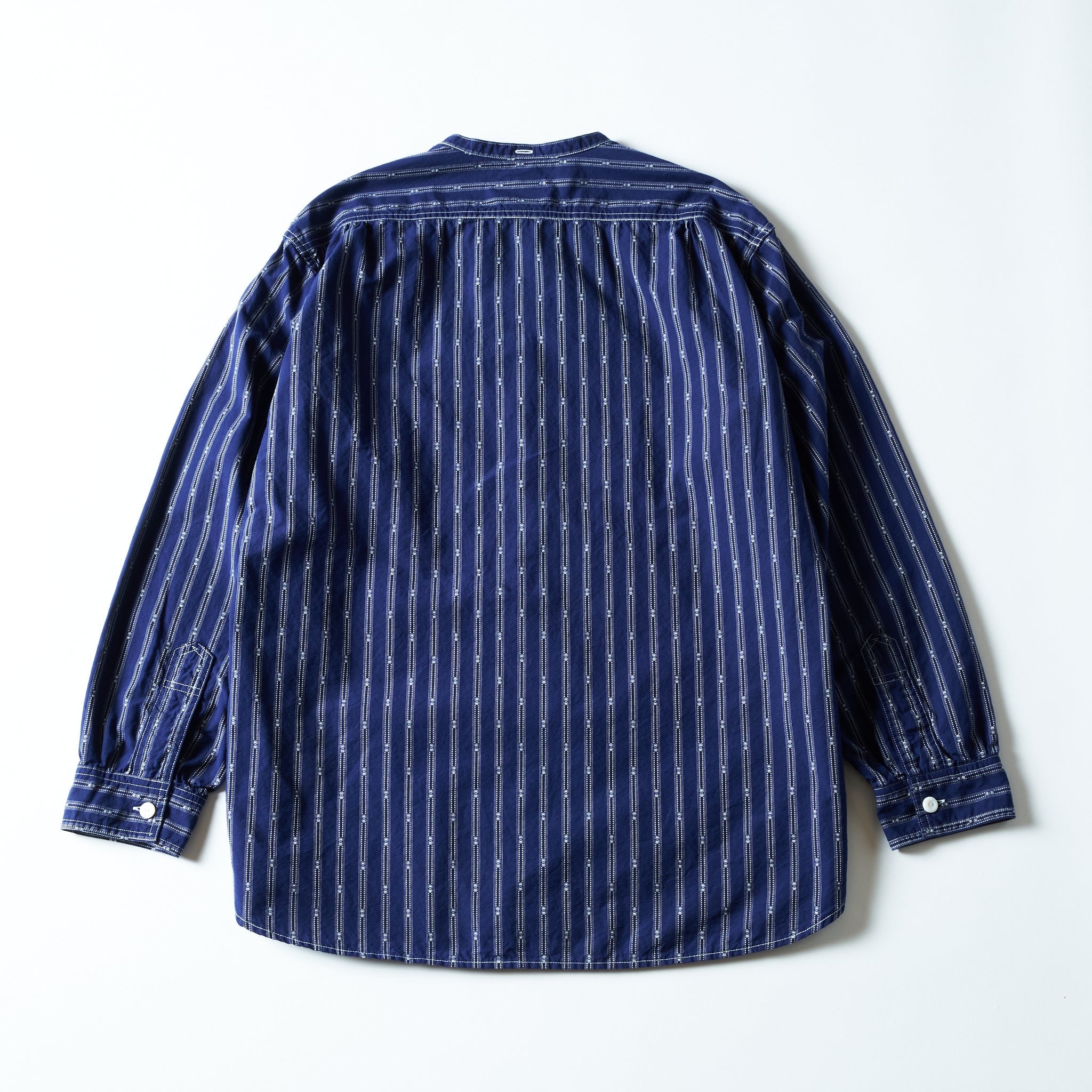 #1203C-SSI Band Collar Shirt MV : stripe shirting indigo