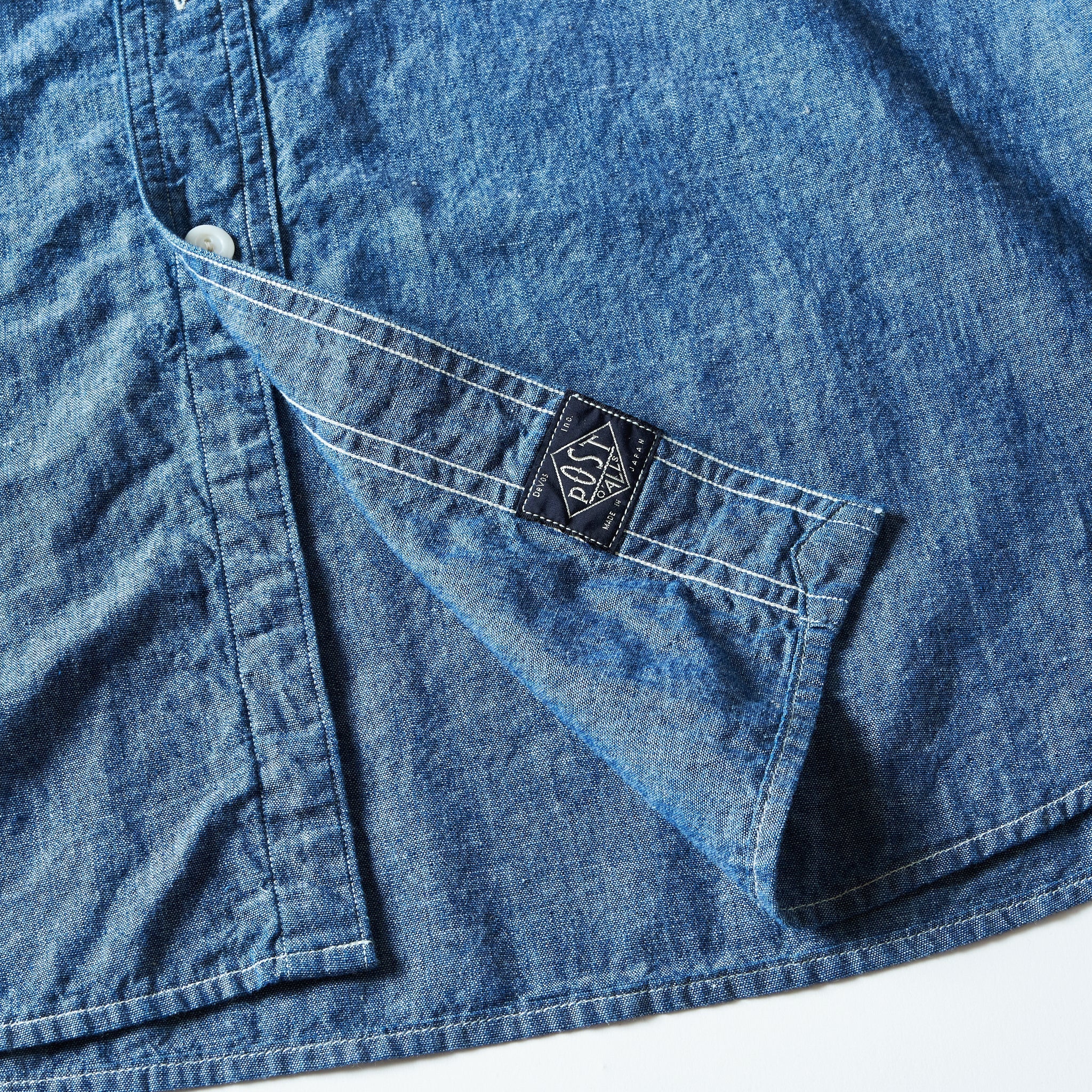 #1203C-CC Band Collar Shirt MV : classic chambray indigo