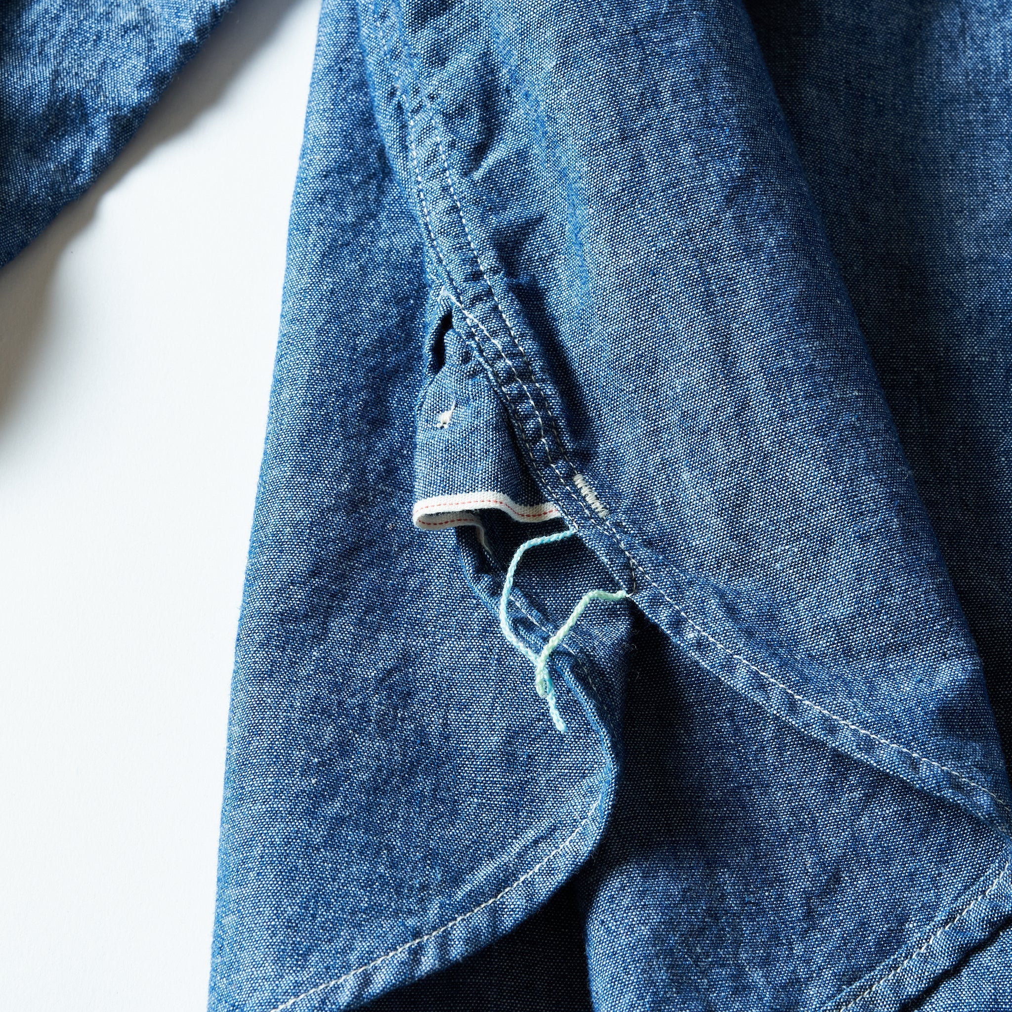 #1203C-CC Band Collar Shirt MV : classic chambray indigo