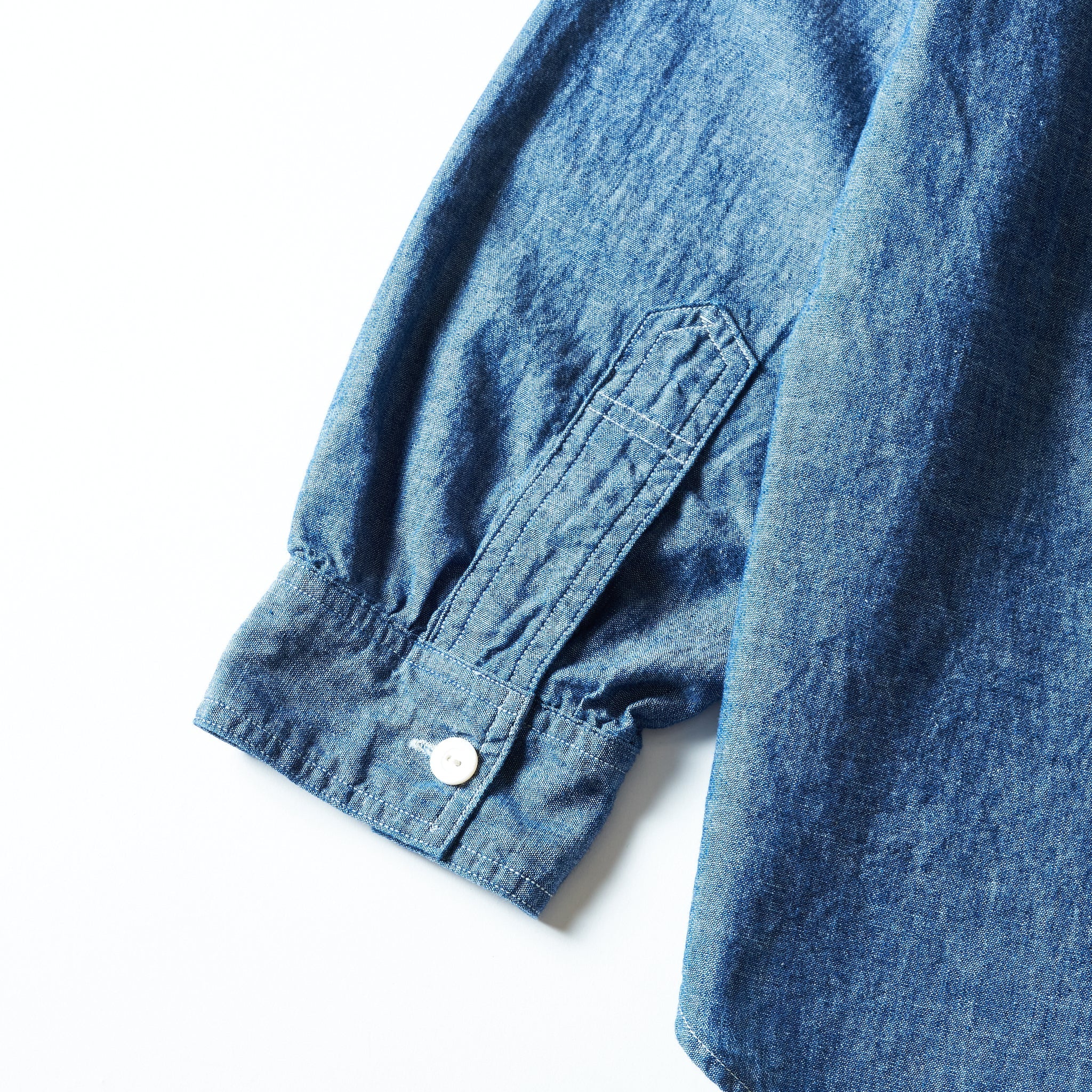 #1203C-CC Band Collar Shirt MV : classic chambray indigo
