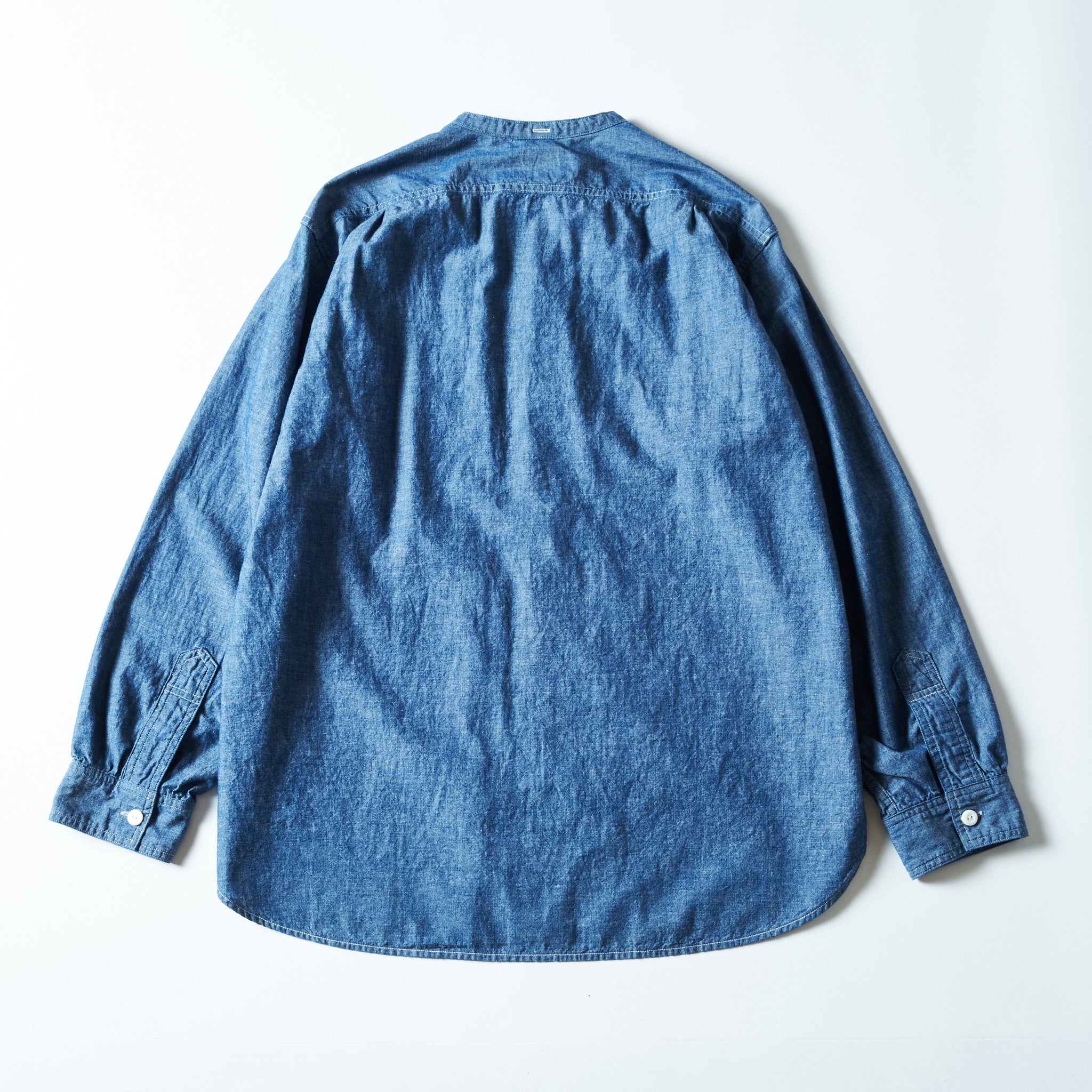 #1203C-CC Band Collar Shirt MV : classic chambray indigo