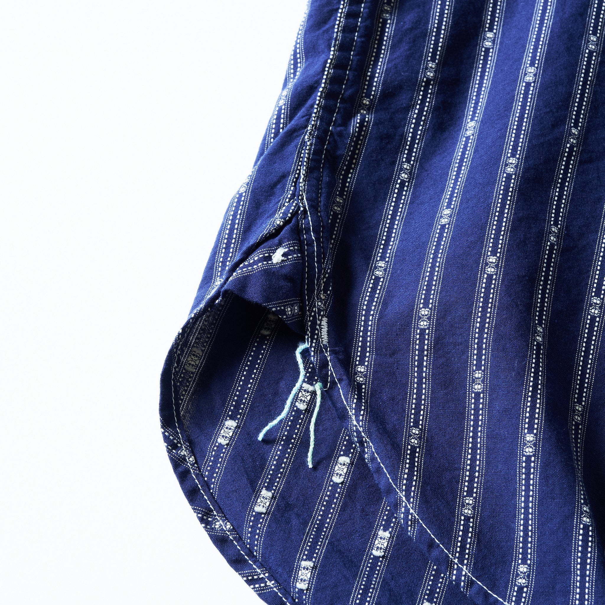 #1203C-SSI Band Collar Shirt MV : stripe shirting indigo