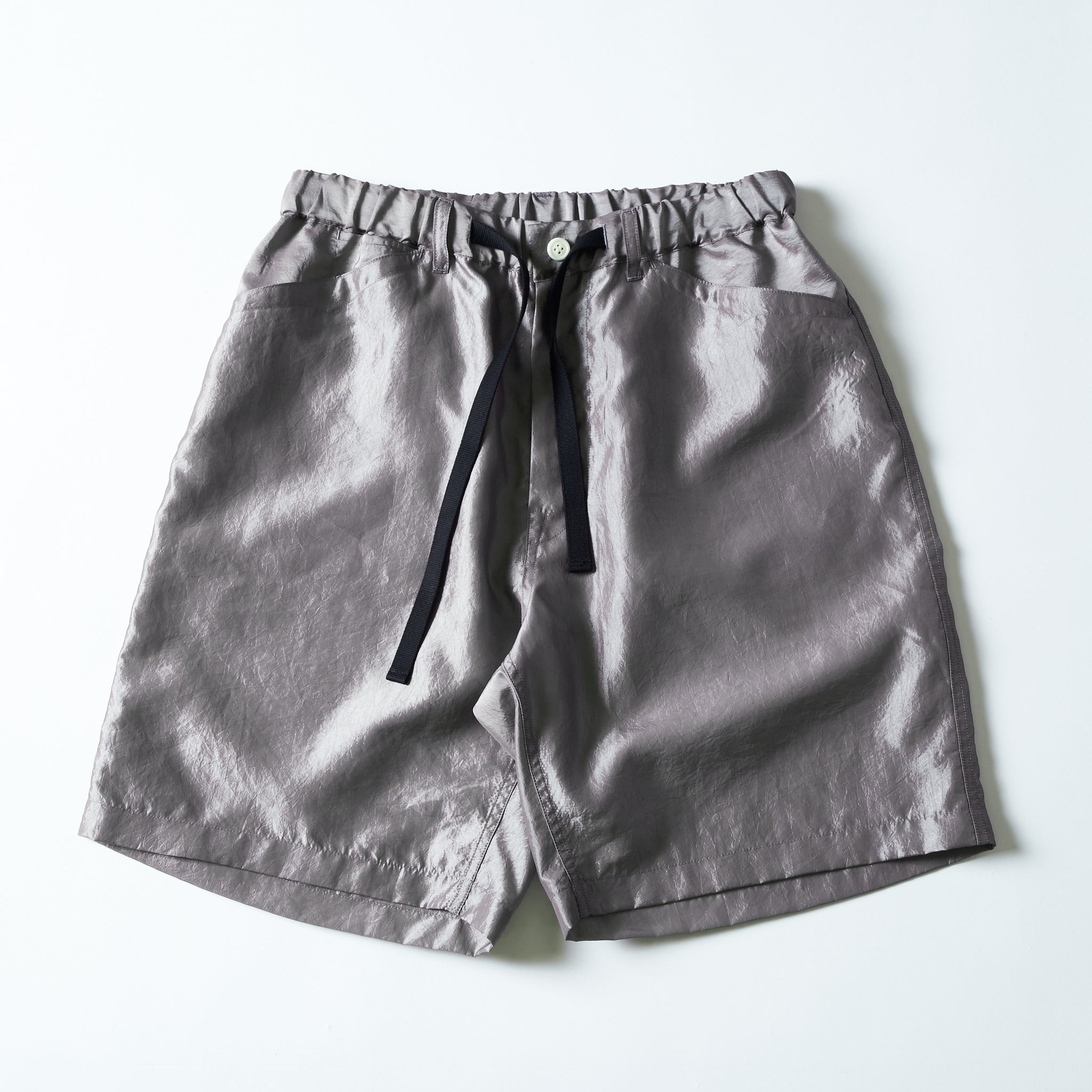 #3319S-MTS E-Z Chinois De Luxe Shorts : metallic taffeta silver grey