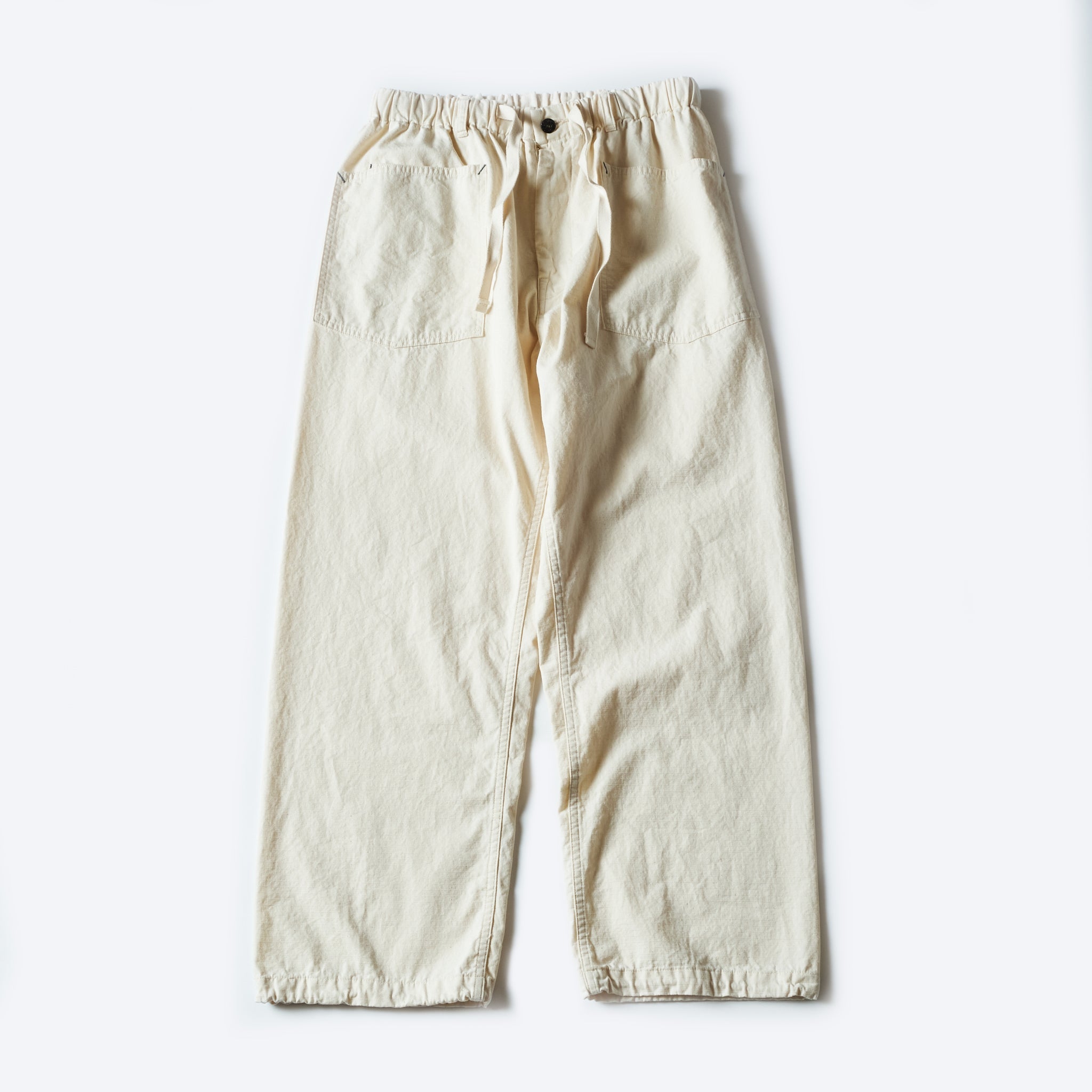 #3313-DRN E-Z ARMY-NAVY Pants 2 : cotton dobby ripstop natural
