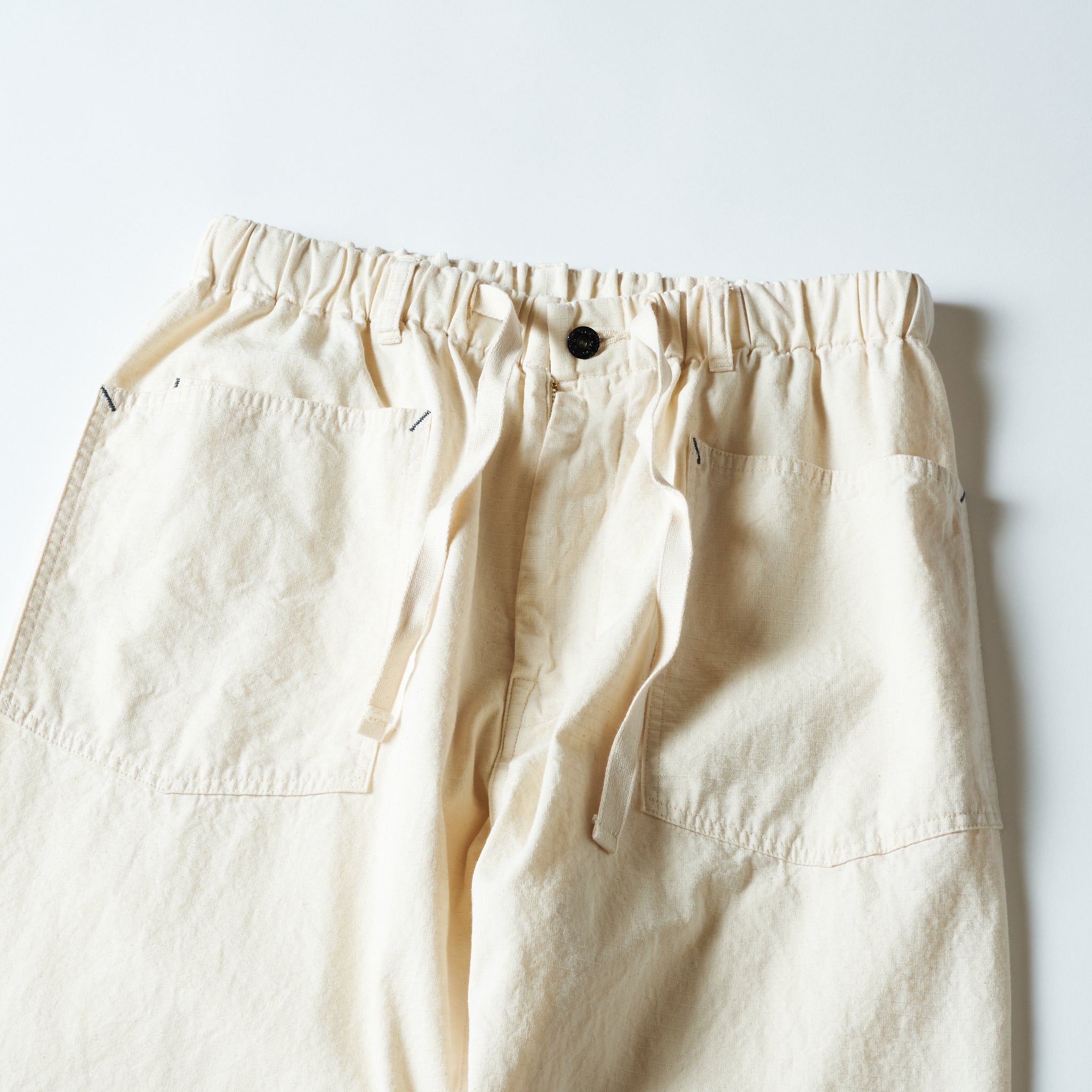 #3313-DRN E-Z ARMY-NAVY Pants 2 : cotton dobby ripstop natural