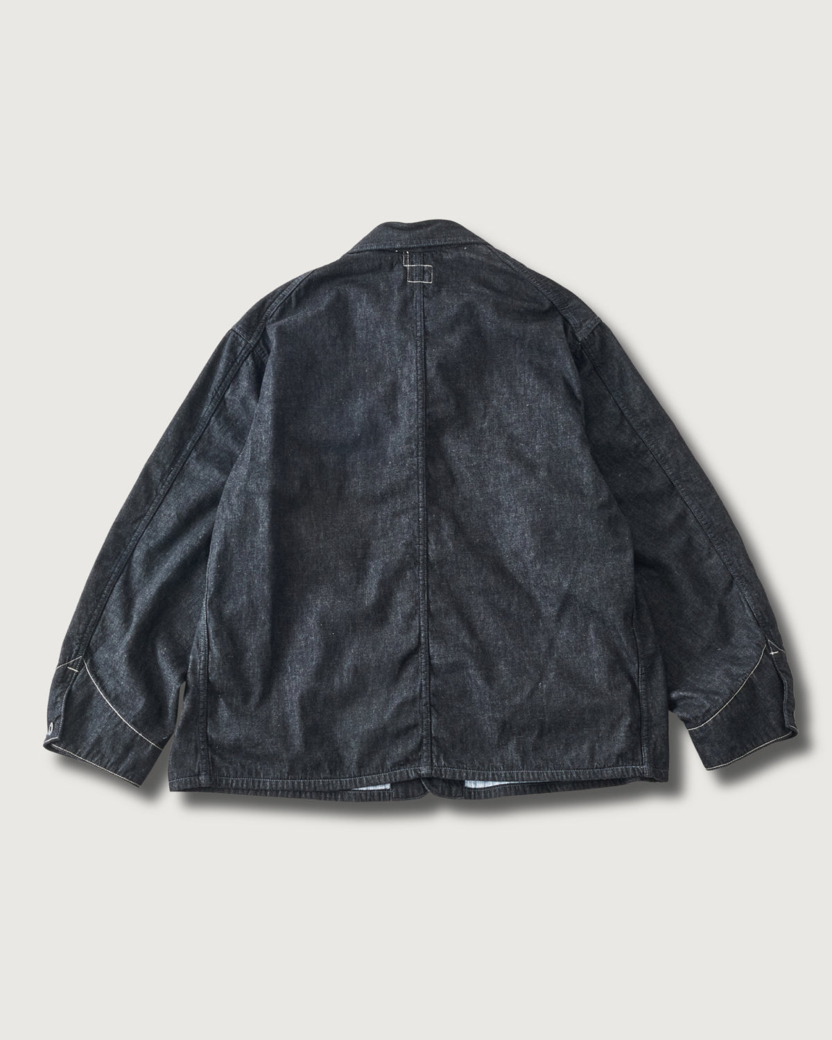 #3133W-8DB POST 46-W : 8oz. denim x stripe shirting black