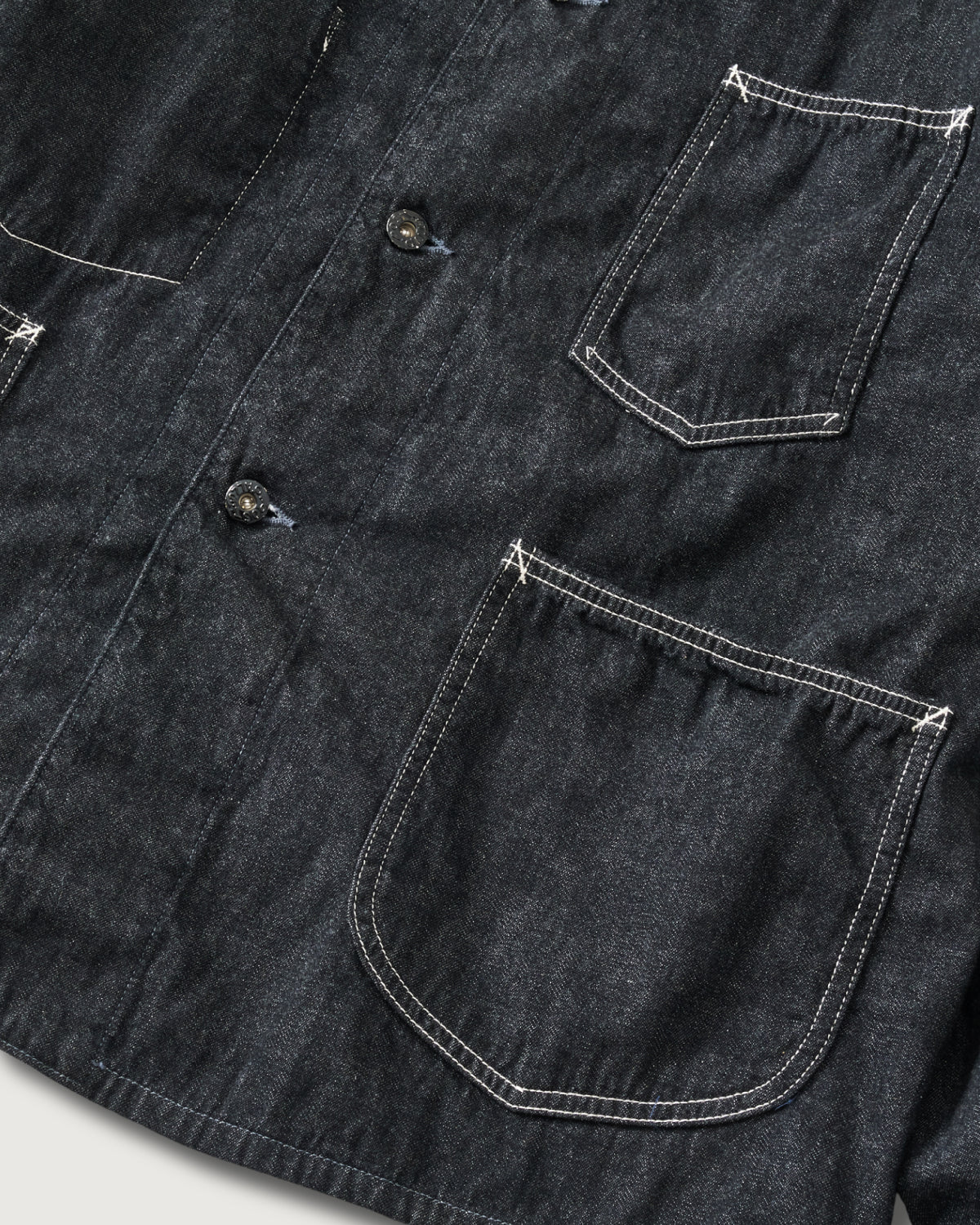 #3133W-8DB POST 46-W : 8oz. denim x stripe shirting black