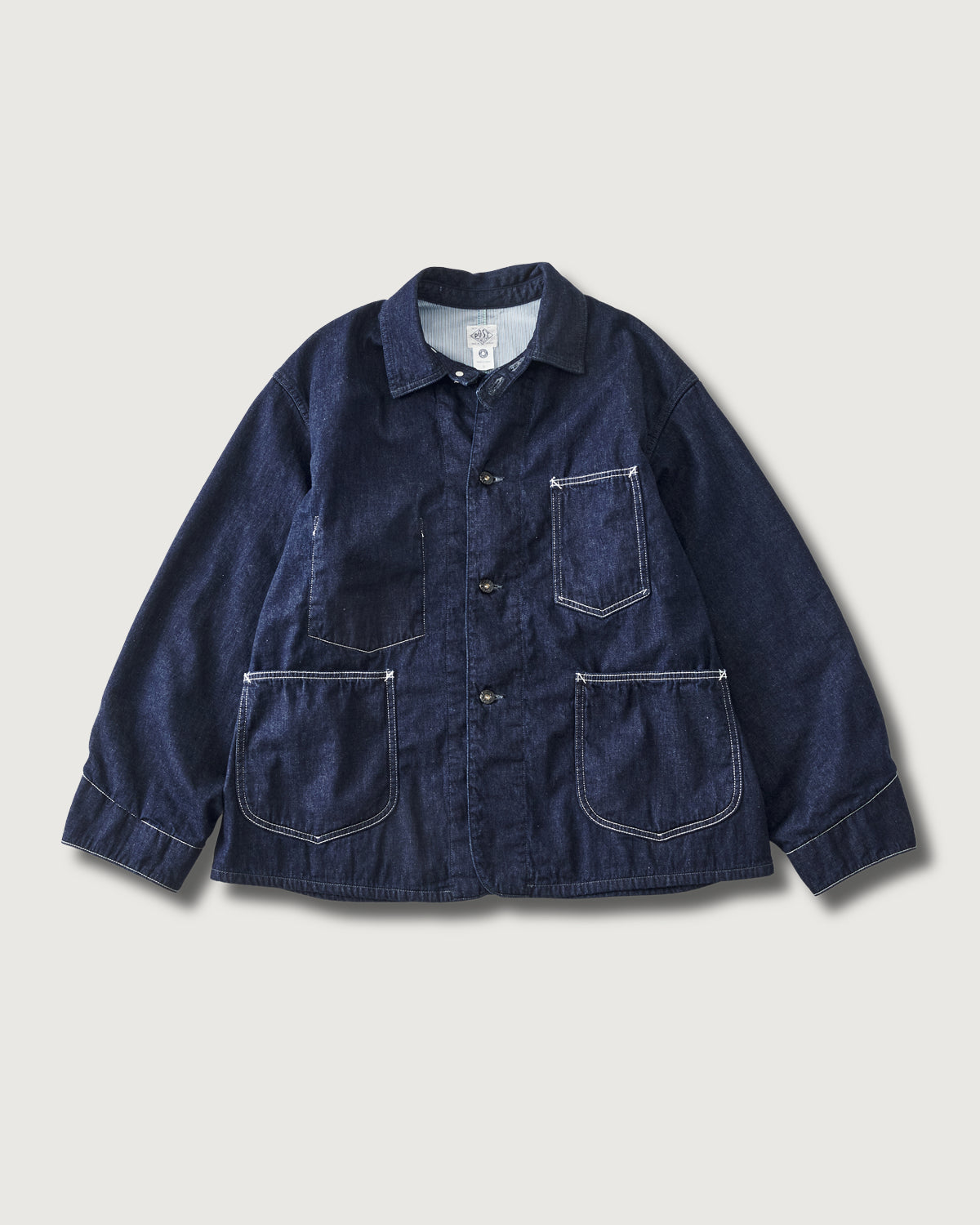 #3133W-8DI POST 46-W : 8oz. denim x stripe shirting indigo