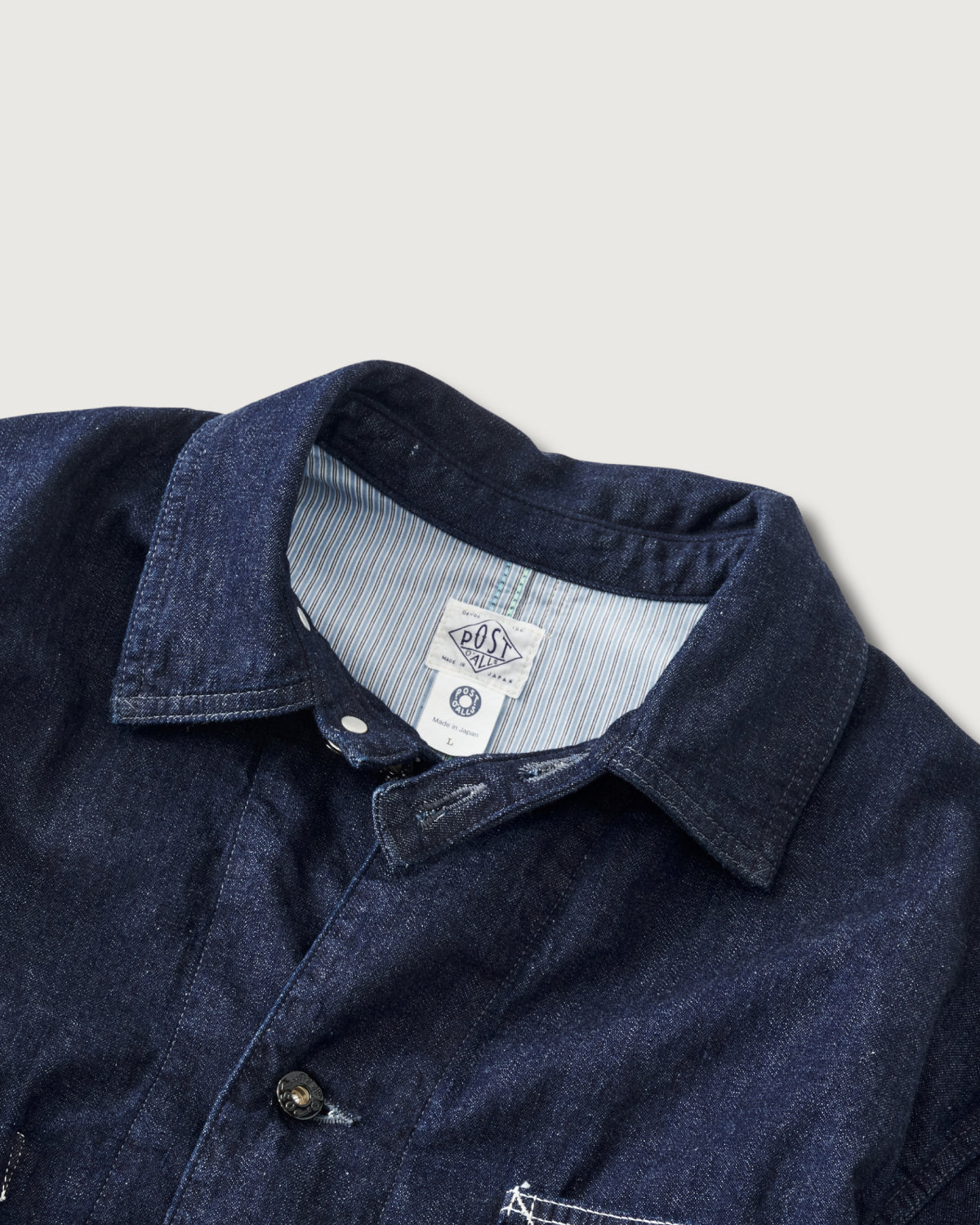 #3133W-8DI POST 46-W : 8oz. denim x stripe shirting indigo