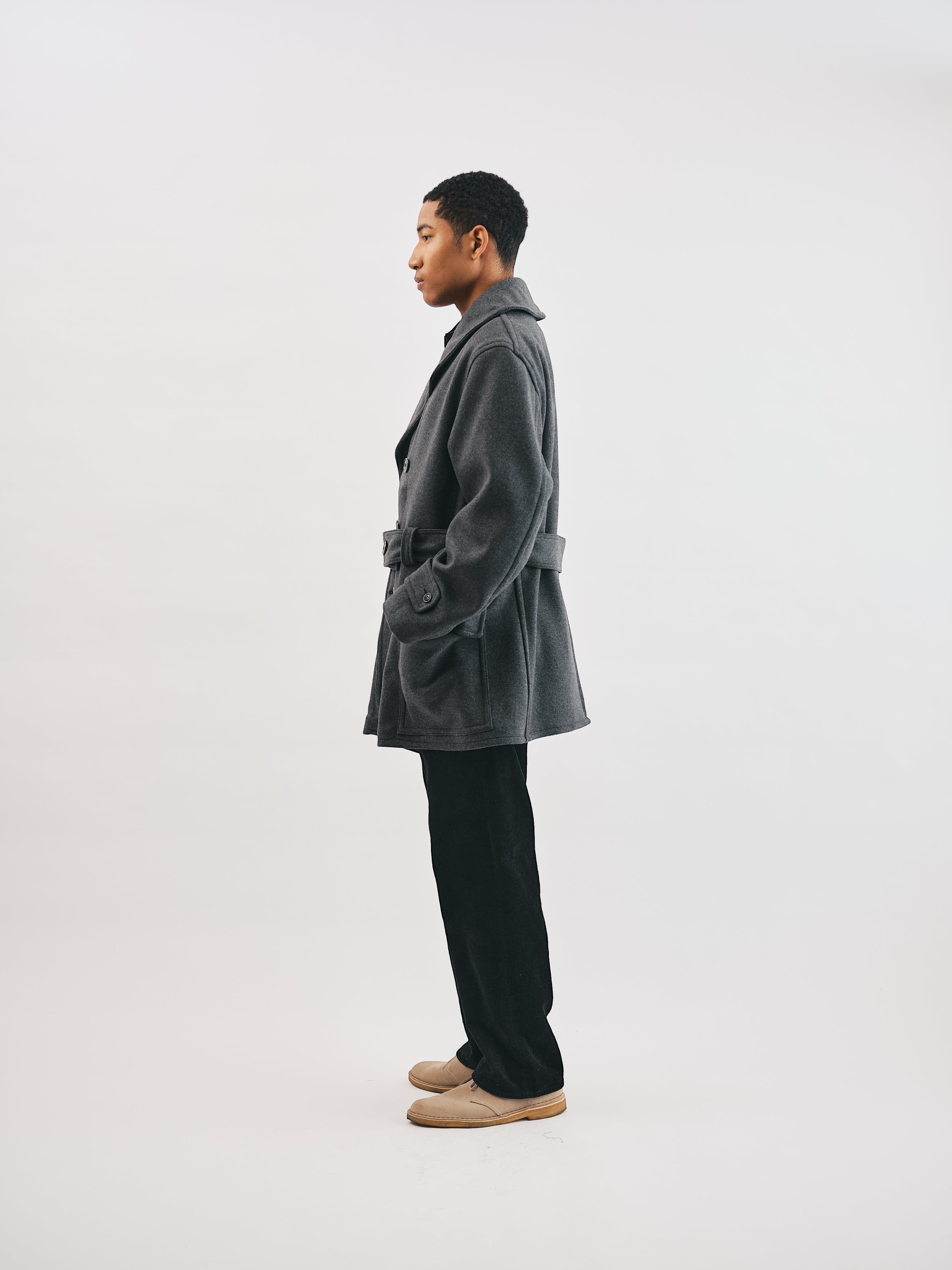 #3140-HMC POST Mack : heavy melton charcoal heather
