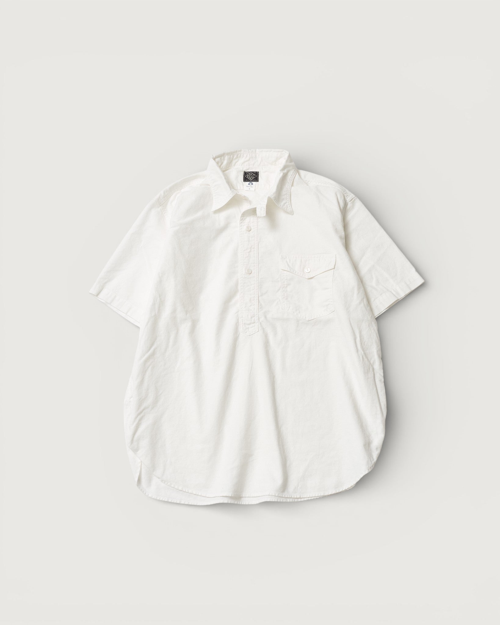 #3213S-PCW NAVY CUT S/S : panama cloth white