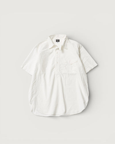 #3213S-PCW NAVY CUT S/S : panama cloth white