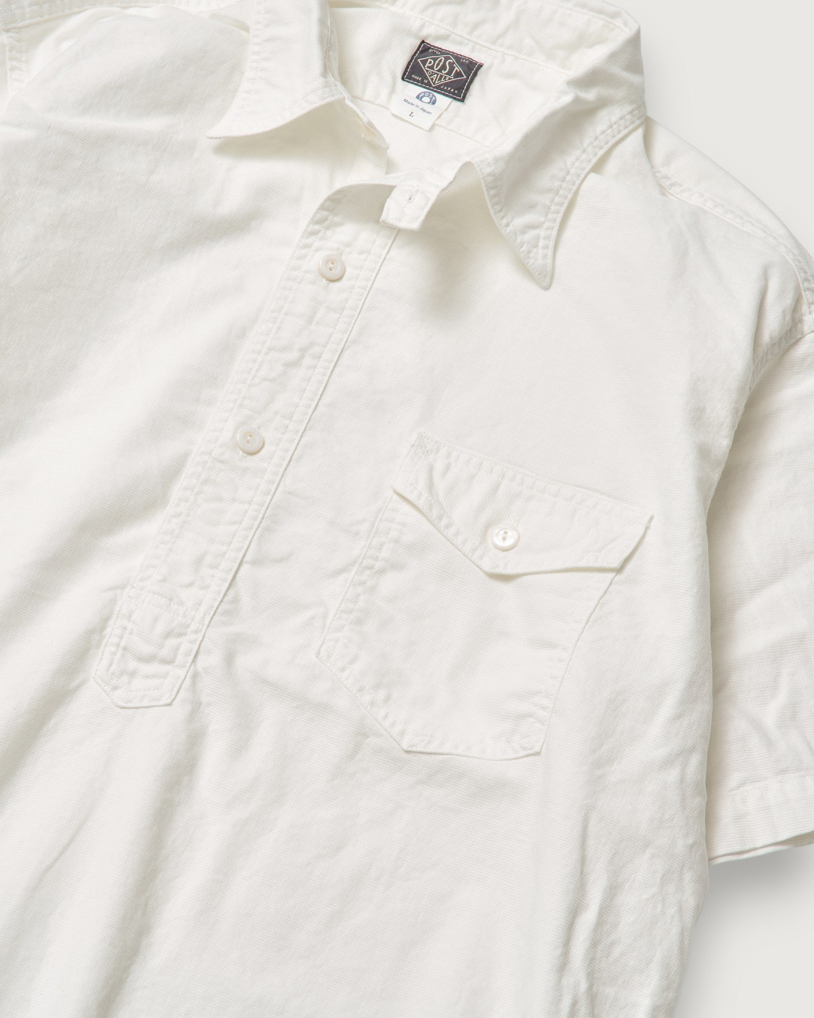 #3213S-PCW NAVY CUT S/S : panama cloth white