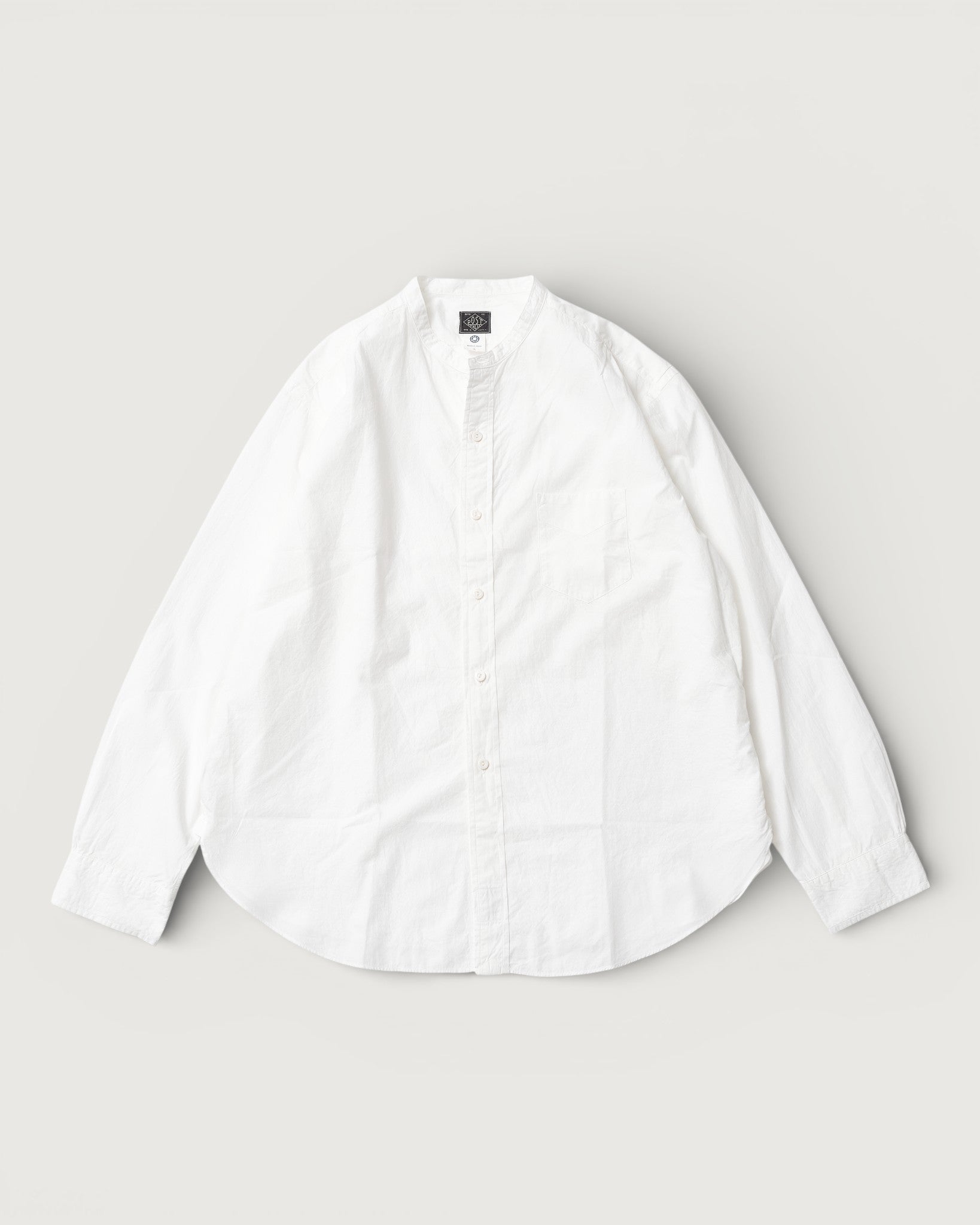 #3232B-HBW Original BL Band Collar Shirt : high count broadcloth white