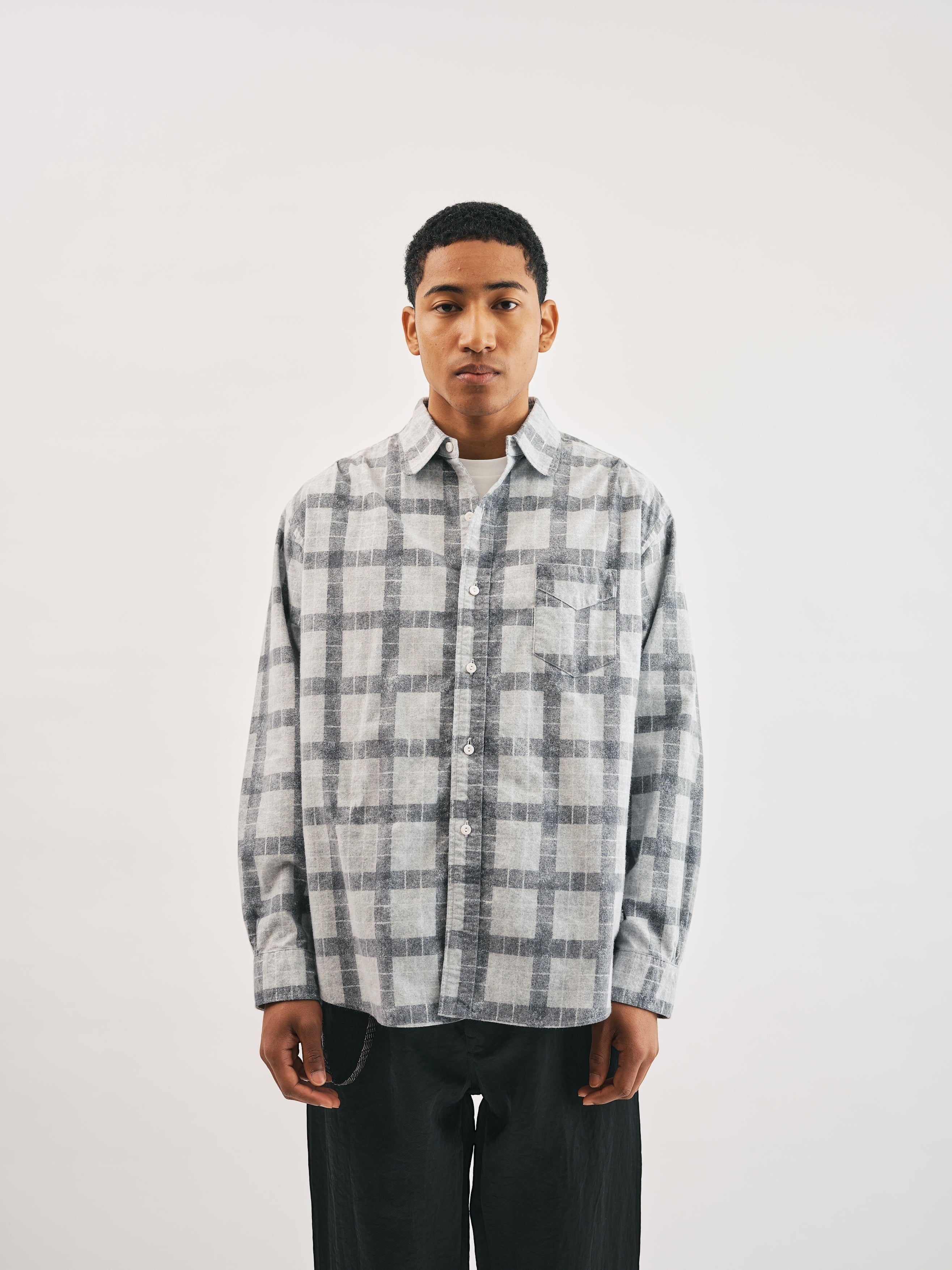 #3234-PF1 Rounder : printed cotton flannel ash