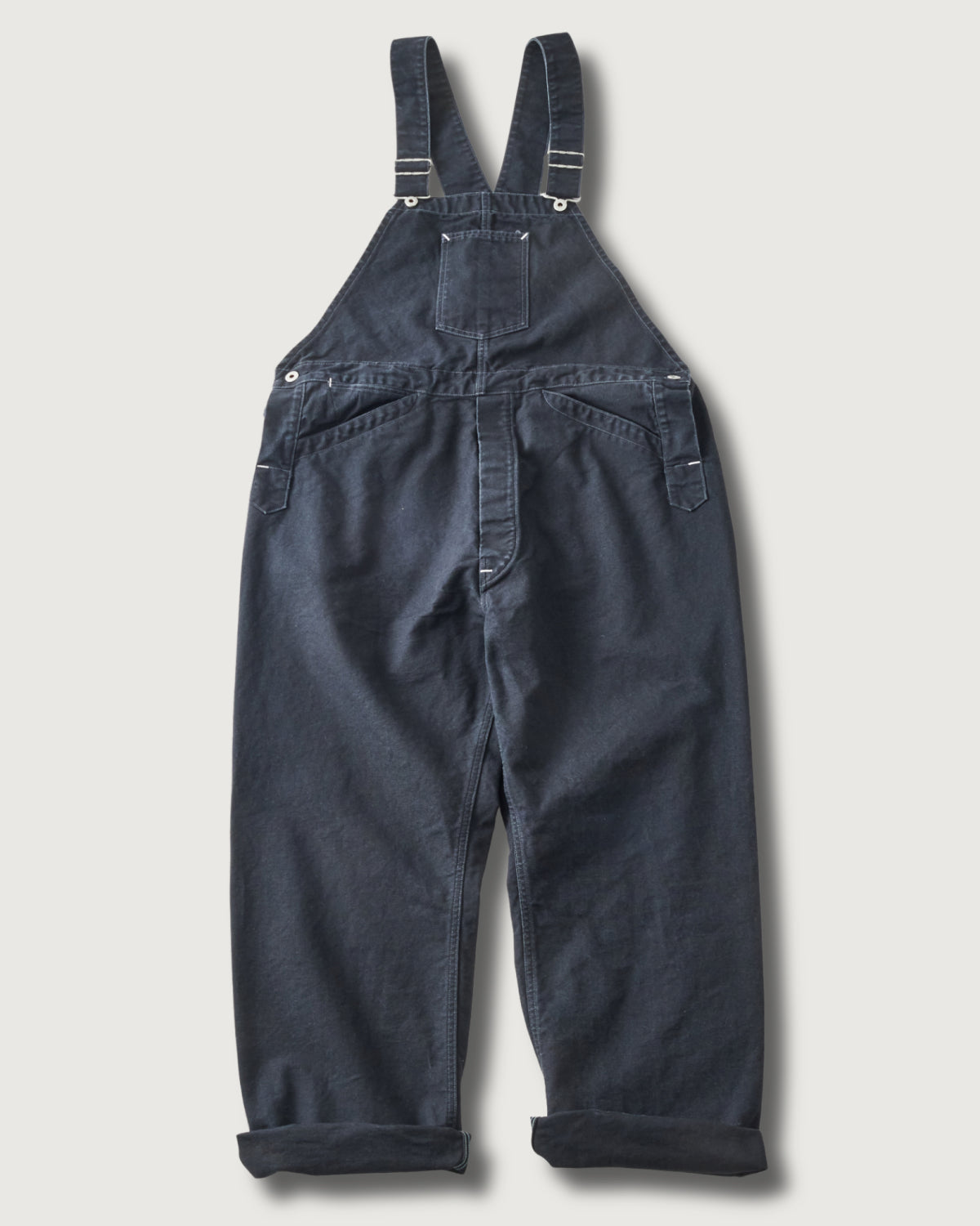 #3401-PCB POST 46 Overalls : pigment dyed canvas washed black